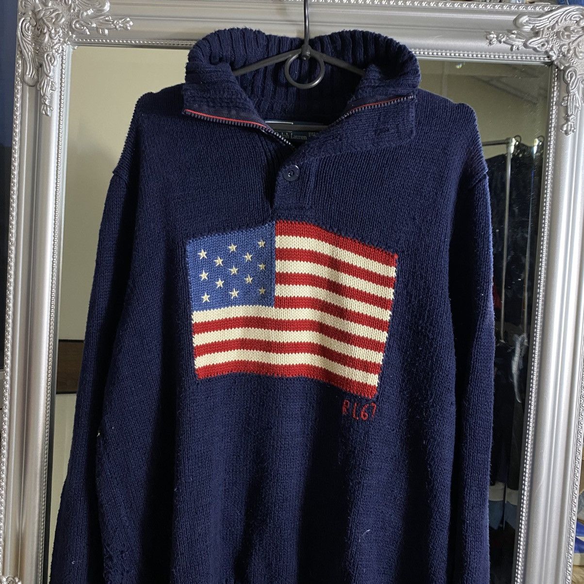 Polo Ralph Lauren Vintage Polo Ralph Lauren USA Flag 1/4 Zip Sweater Size US L / EU 52-54 / 3 - 2 Thumbnail