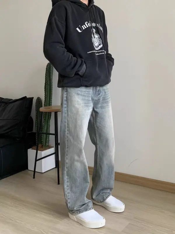Japanese Brand Vintage Street Washed and Aged Casual Light Blue Jeans Size US 34 / EU 50 - 7 Thumbnail