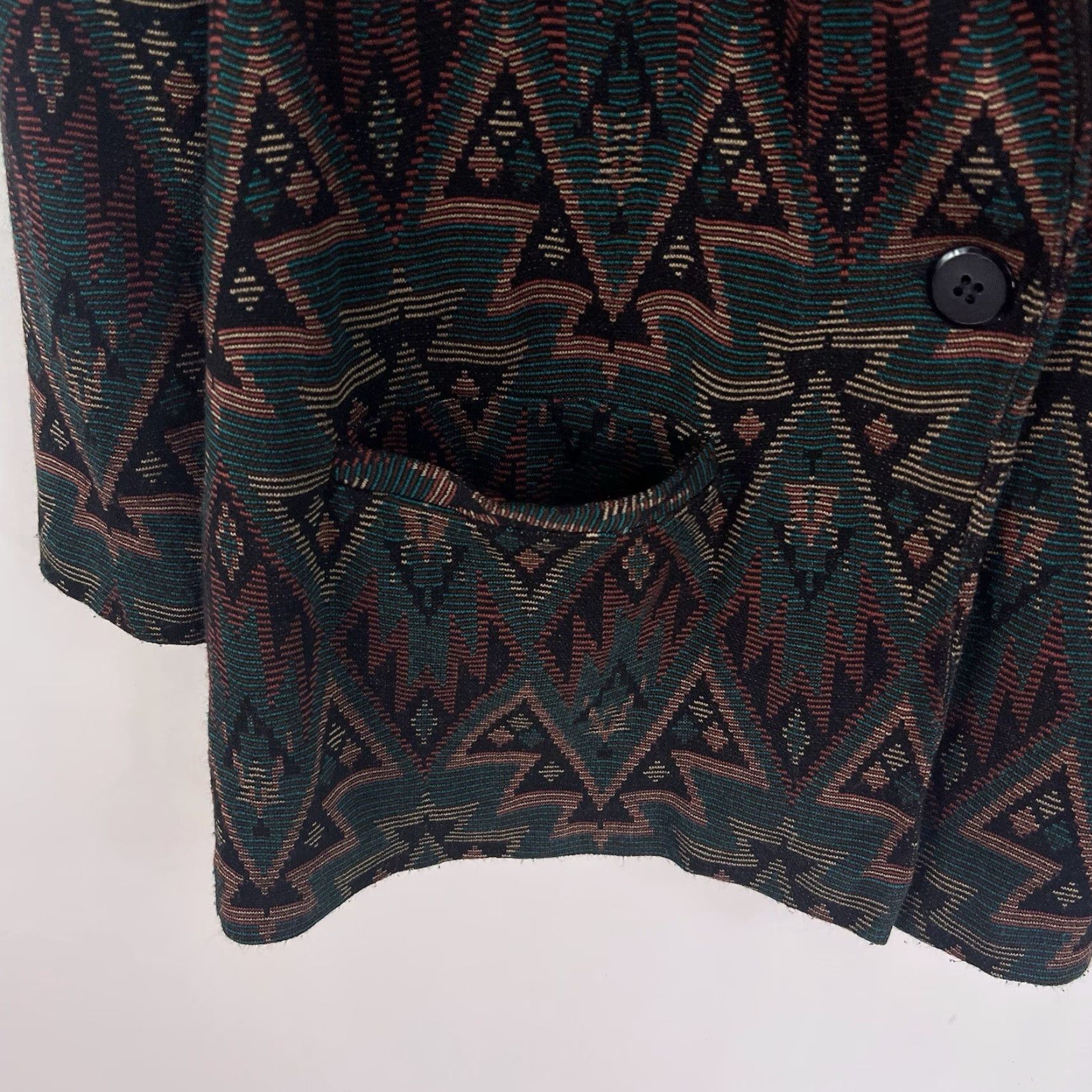 Lucky Brand VINTAGE Lucky Brand Cardigan Sweater Geometric Western Open Knit L Women Brown Included: Button Accents, Western Pattern, Geometric Knit Size L / US 10 / IT 46 - 4 Thumbnail