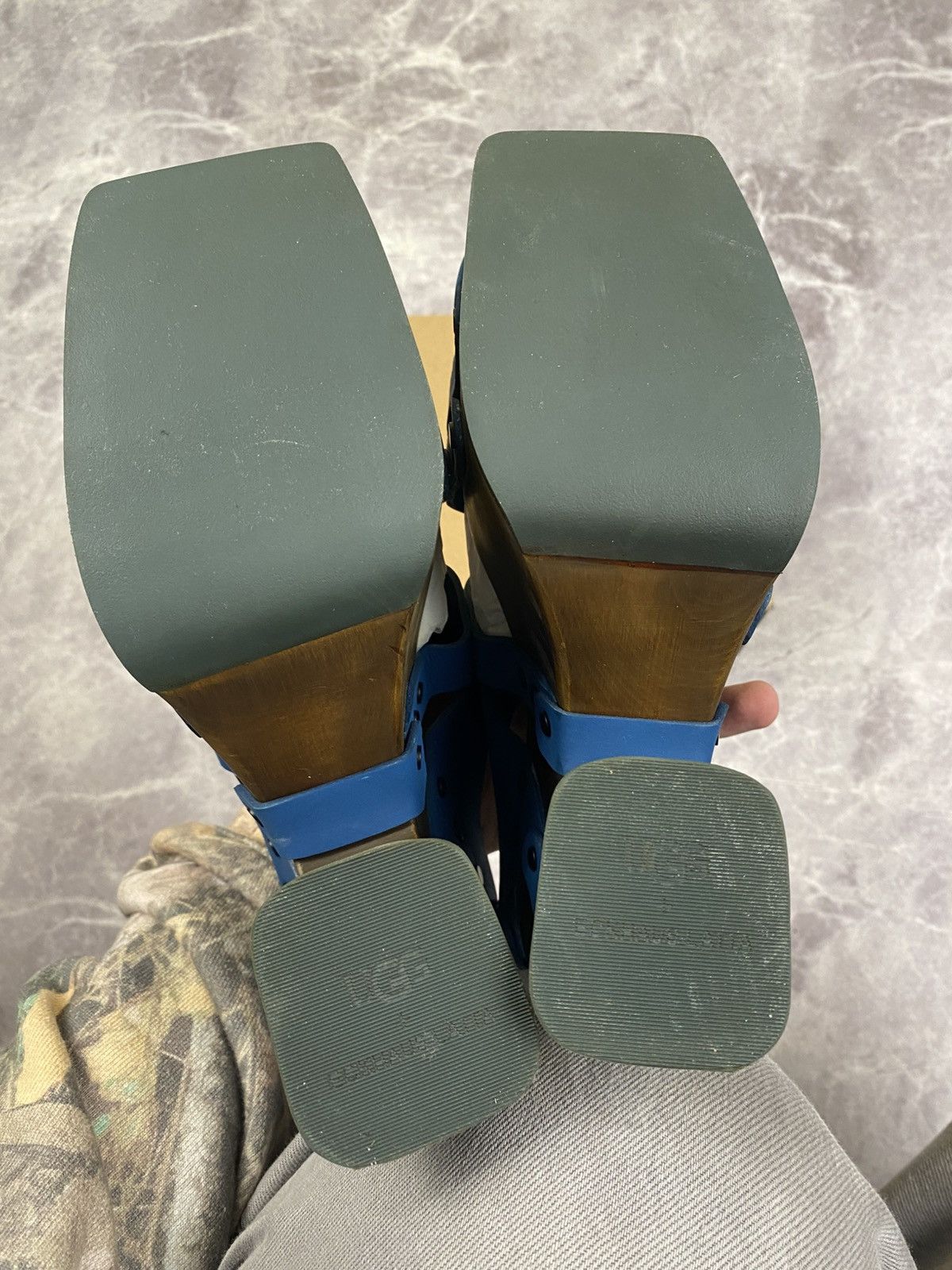 Eckhaus Latta Ugg x Eckhaus Latta Wooden Platform Clogs Blue Leather Upper Size US 10 / IT 40 - 9 Thumbnail