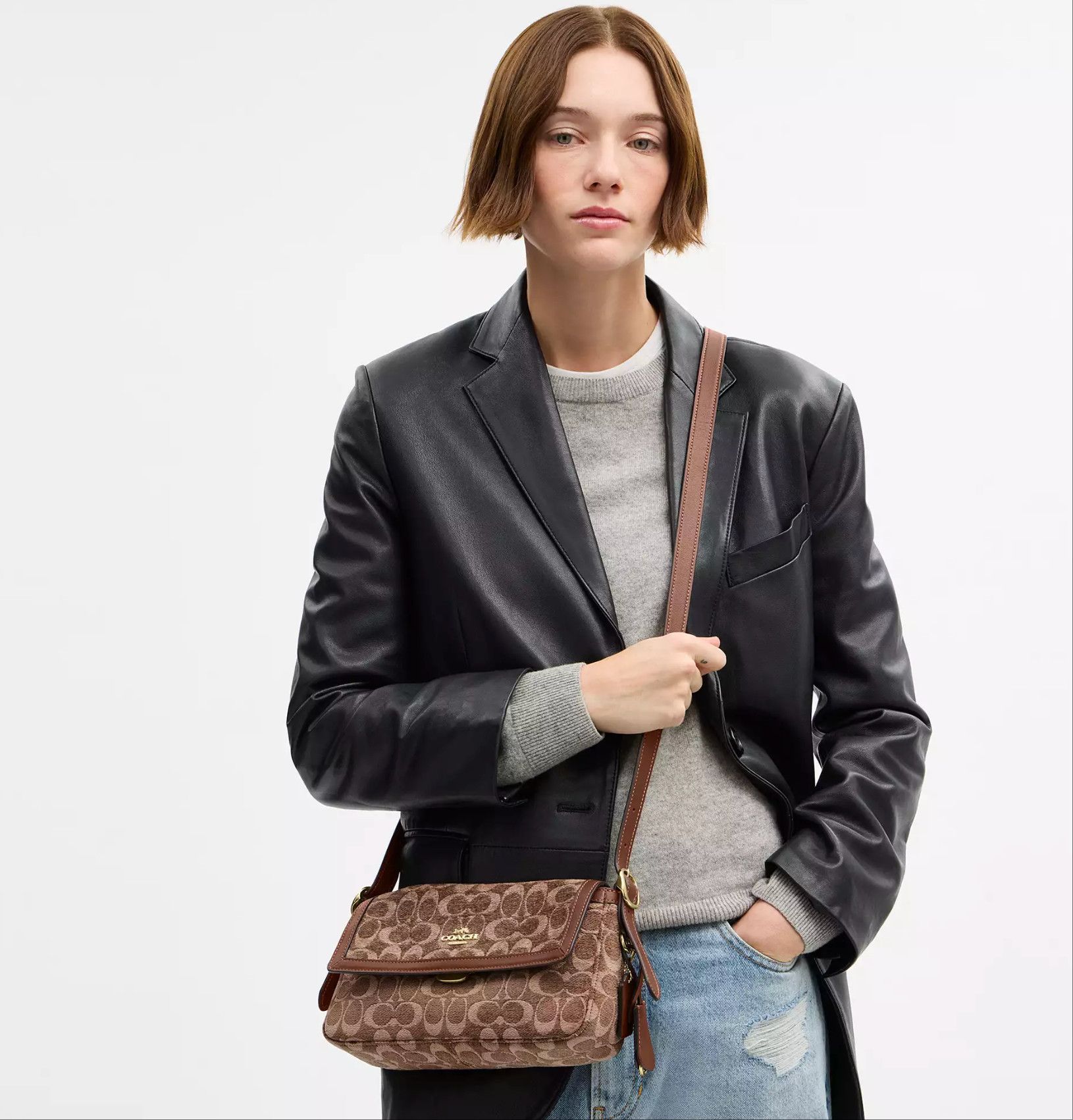 Coach Etta Small Flap Shoulder Bag In Signature Chenille CCV65 Size ONE SIZE - 5 Thumbnail