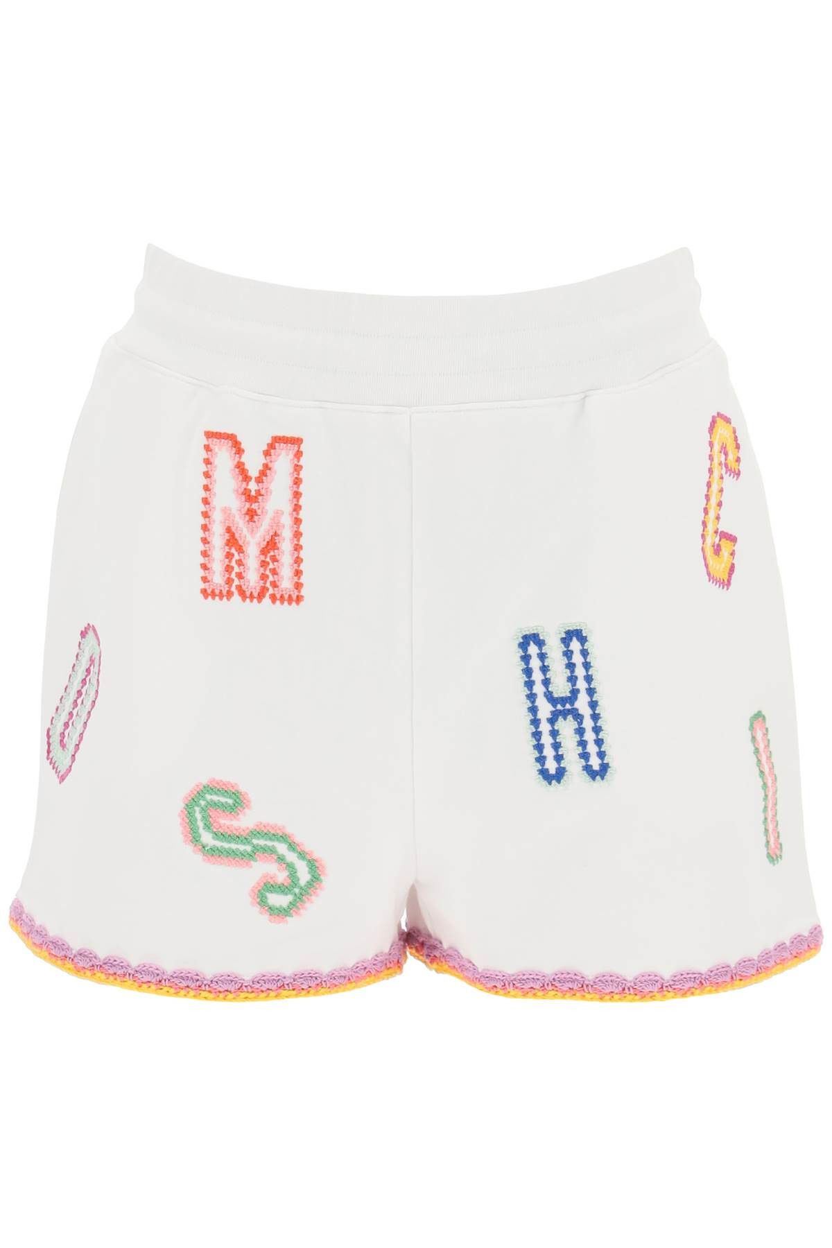 image of Moschino Embroidered Cotton Shorts in Fantasia Bianco, Women's (Size 26)