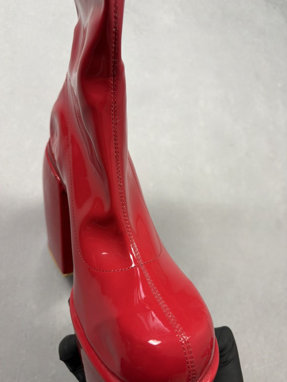 NAKED WOLFE Naked Wolfe Style Red Patent Platform Boots Chunky Heel Y2K Size US 7 / IT 37 - 17 Thumbnail