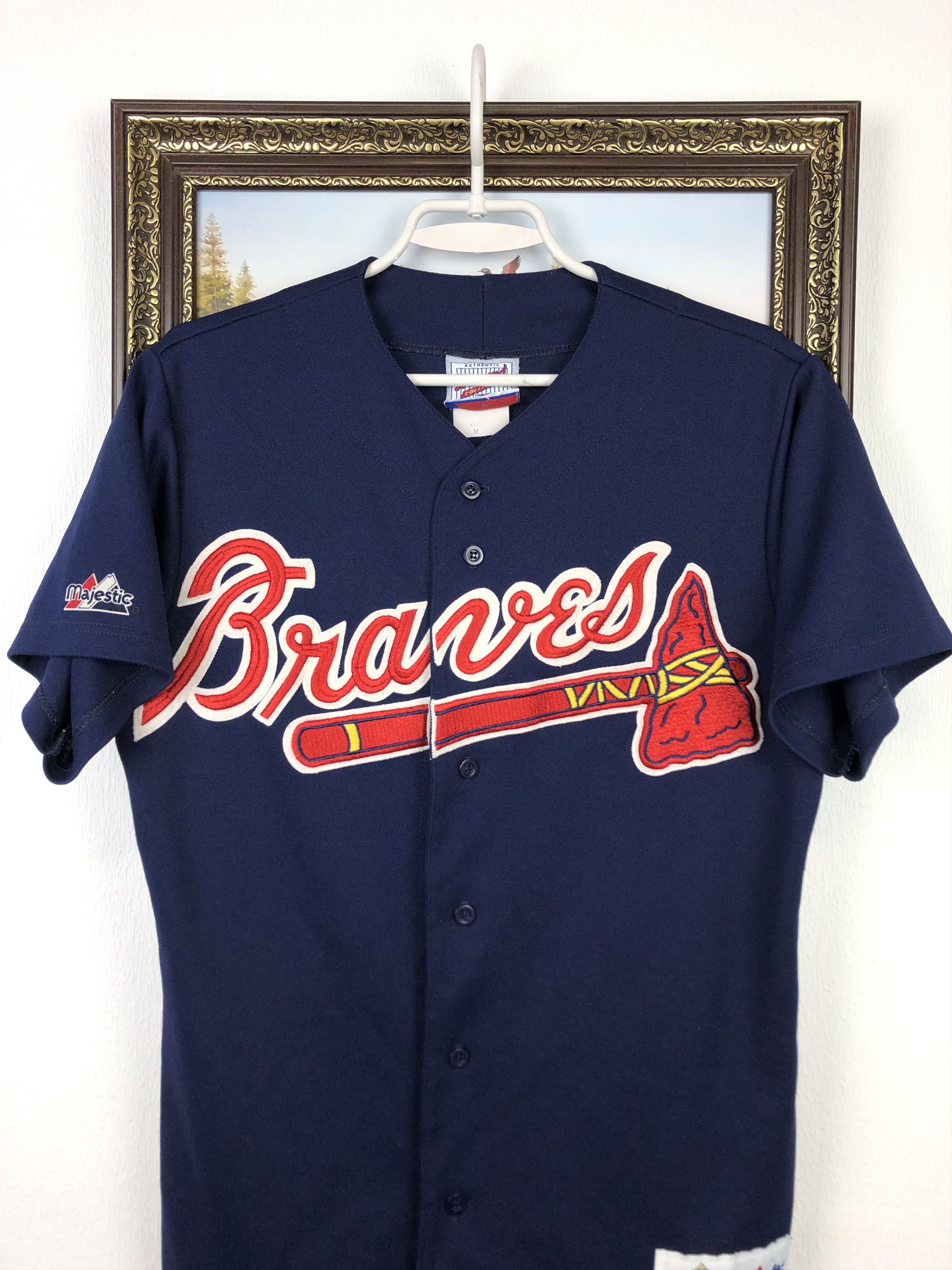 Majestic Vintage Majestic Atlanta Braves Blue Pinstripe Jersey Shirt Size US M / EU 48-50 / 2 - 2 Thumbnail