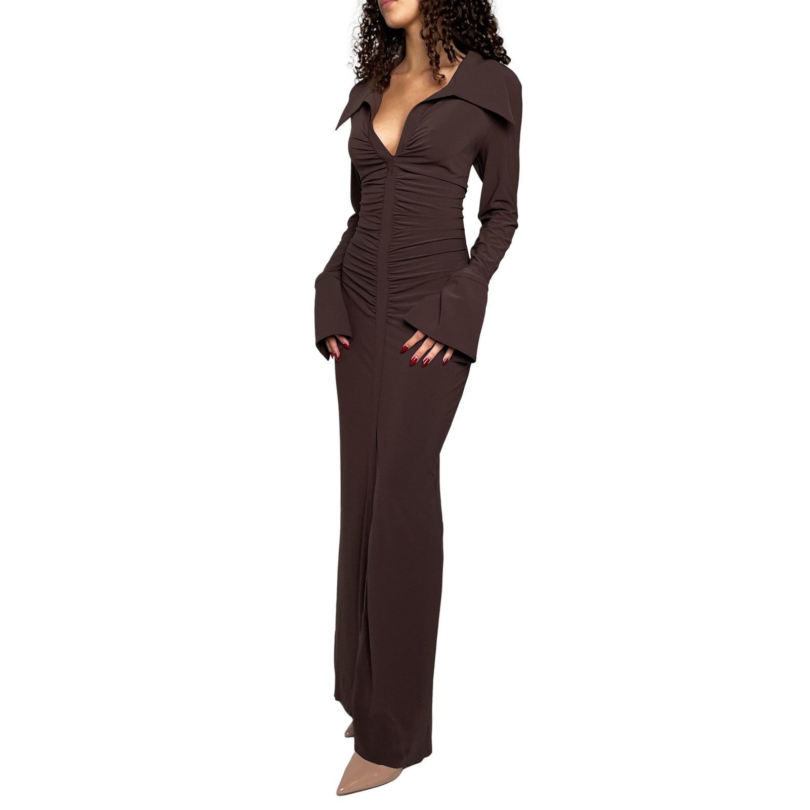 BEC + BRIDGE Chocolate Long Sleeve Maxi Dress Size M / US 6-8 / IT 42-44 - 1 Thumbnail
