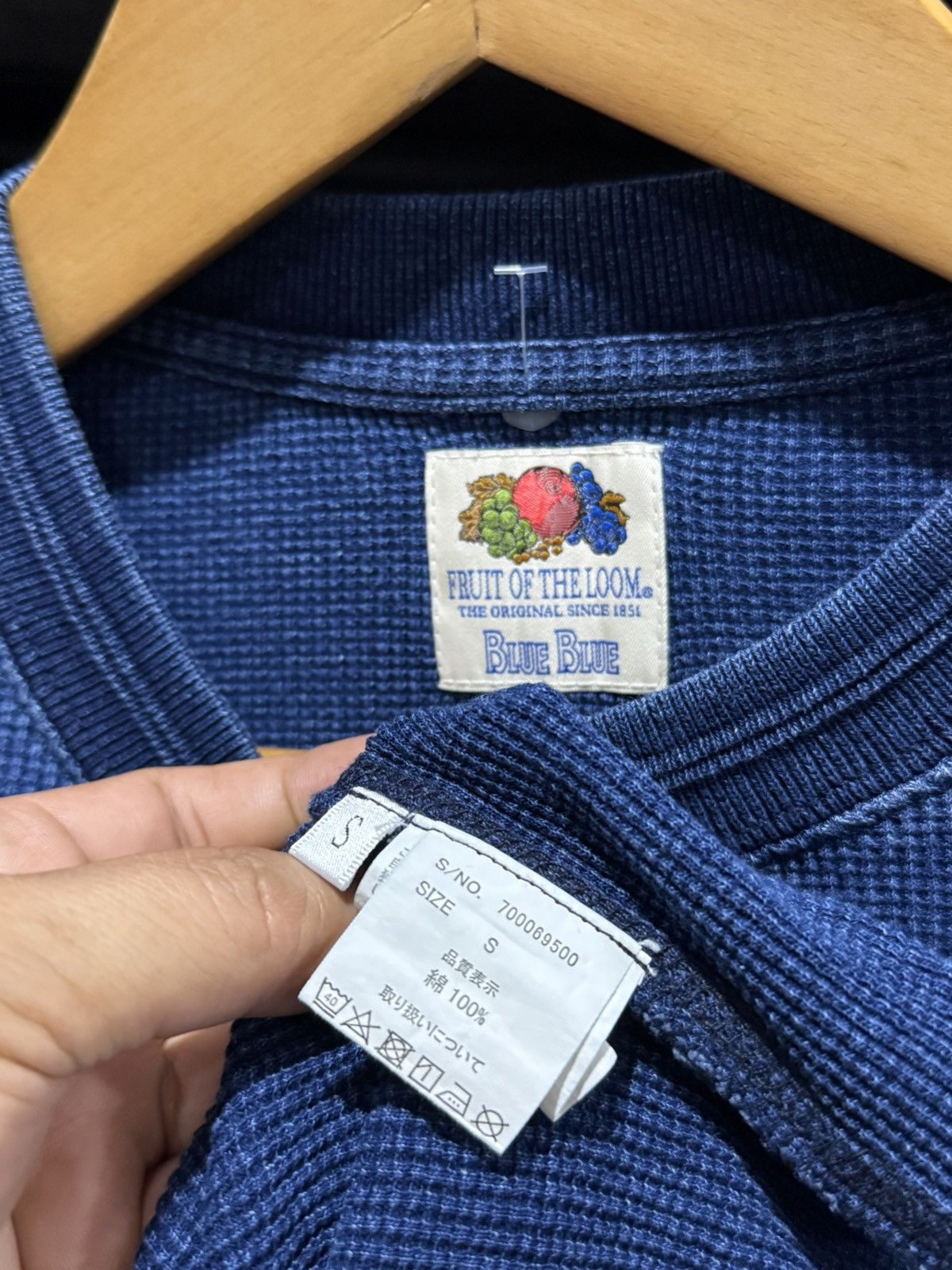 Blue Blue Japan × Fruit Of The Loom × Indigo Vintage Blue Blue Fruit Of The Loom Indigo Waffle Knit tee Size US M / EU 48-50 / 2 - 5 Thumbnail