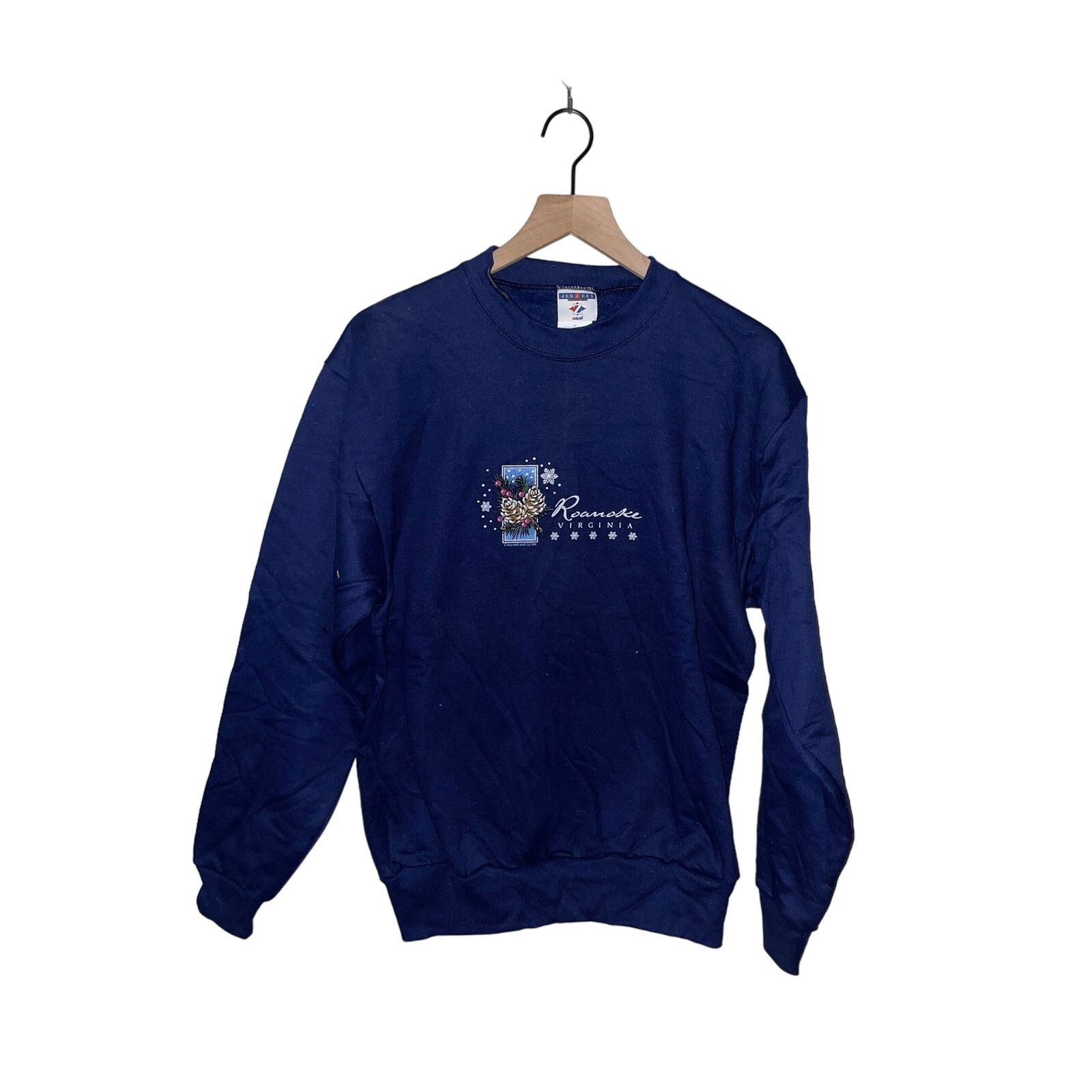 Jerzees Vintage Roanoke Virginia Sweatshirt Blue Crewneck VTG 90s M Size US M / EU 48-50 / 2 - 1 Thumbnail