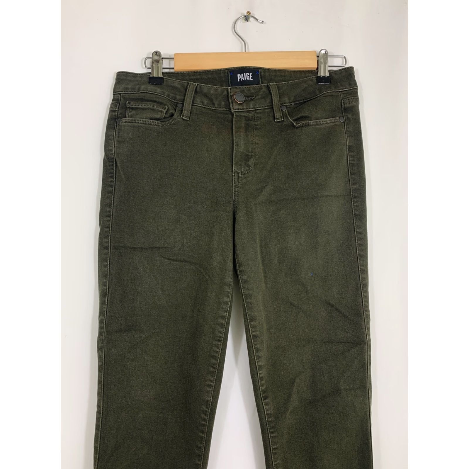 Paige Paige Verdugo Jeans Skin​ny Women's 28 Dark Green Stretch Inseam 28" Regular Rise Mid Button Zipper Jeans Size 28" / US 6 / IT 42 - 3 Thumbnail