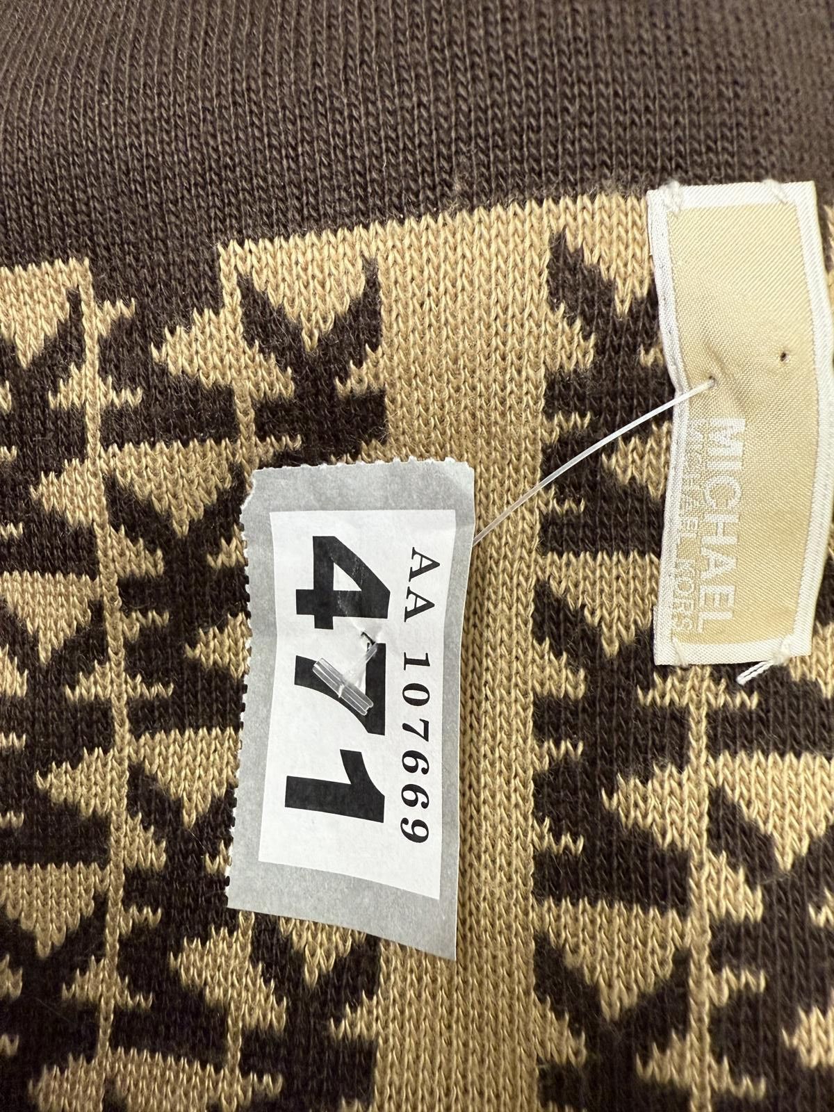 Michael Kors Michael Kors Brown and Beige Patterned Knit Scarf Size ONE SIZE - 2 Thumbnail
