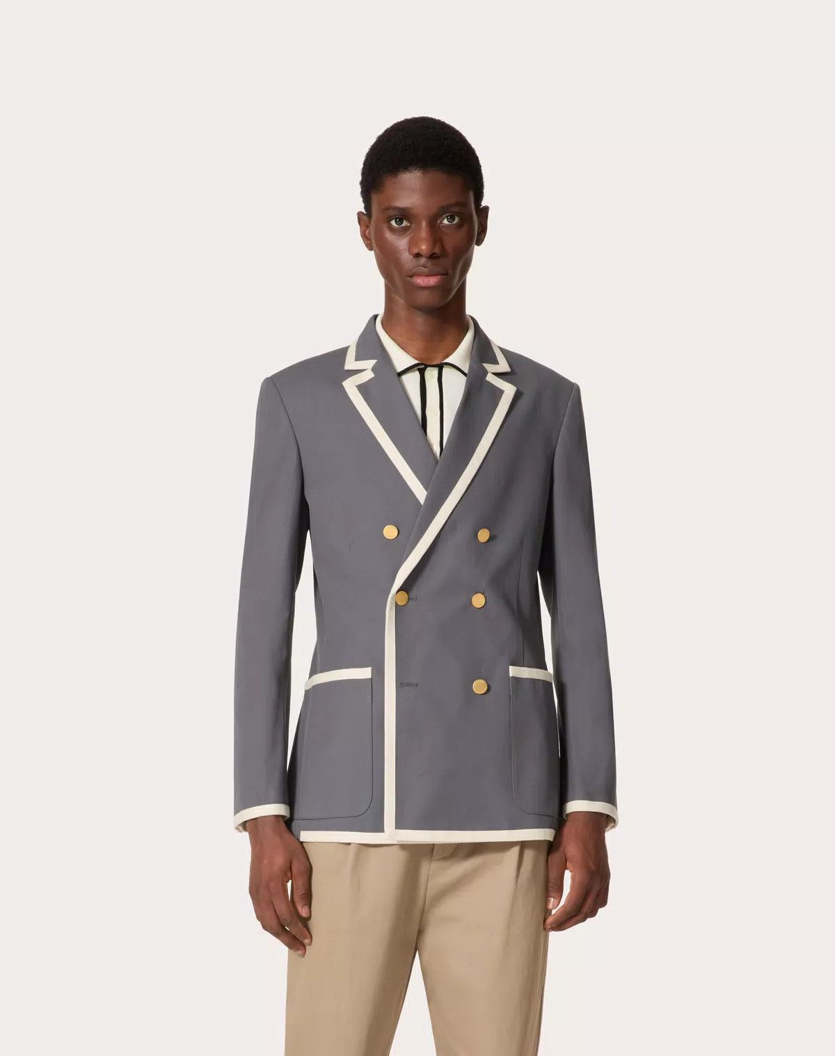 oc11z0725 Double Breasted Jacket in Slate Grey