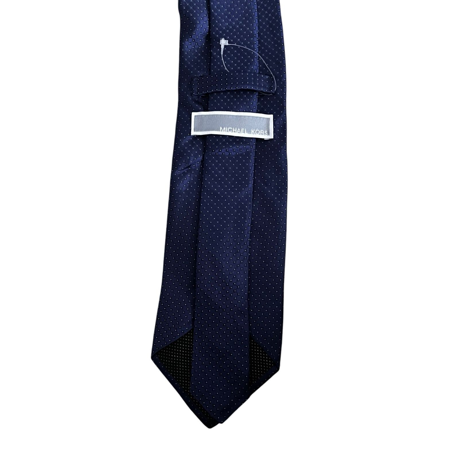 Michael Kors Michael Kors Designer Blue 100% Silk Basketweave Pattern Tie Size ONE SIZE - 3 Thumbnail