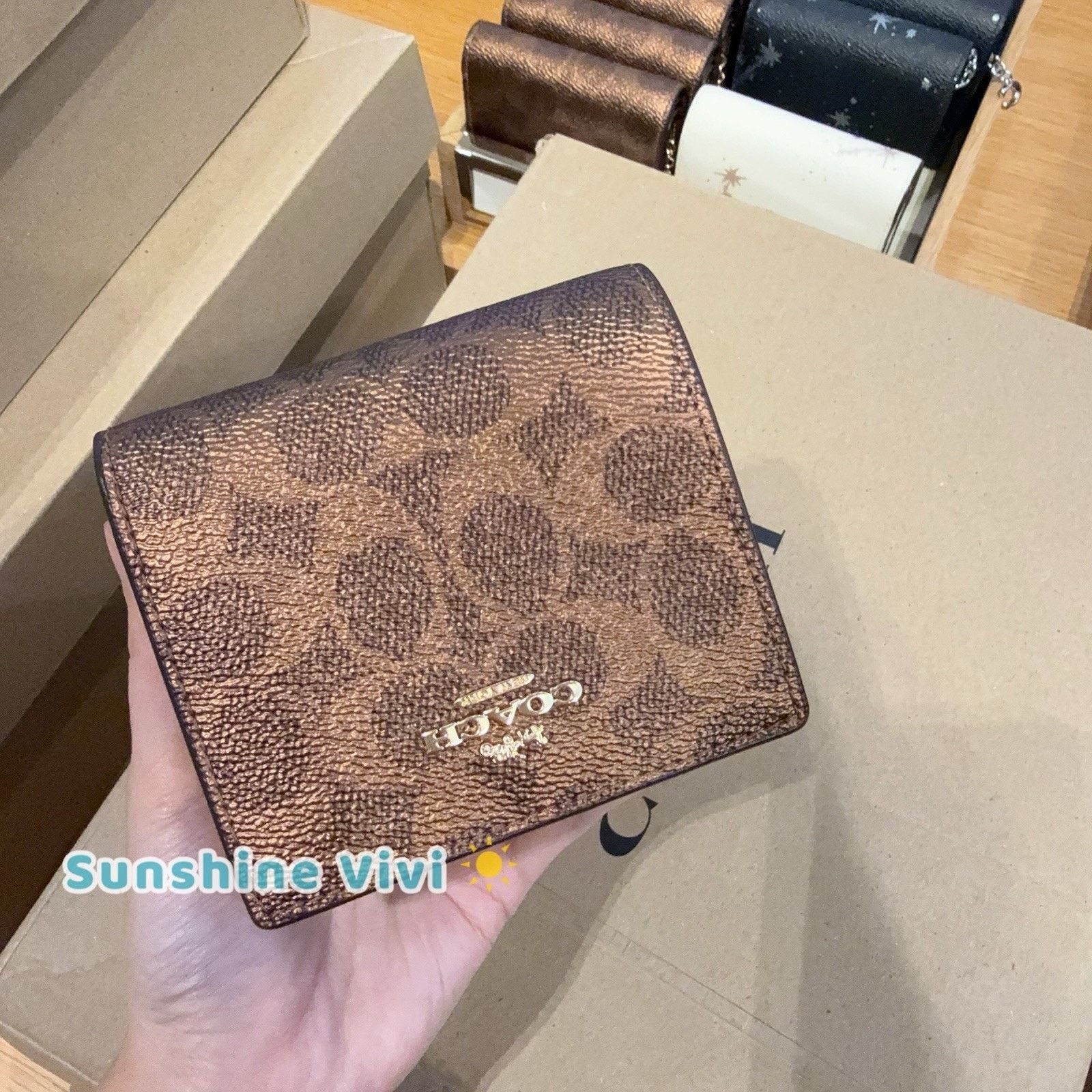 Coach NWT Coach Snap WalletIn Signature Canvas CCL96 BROWN/COPPER Size ONE SIZE - 4 Thumbnail