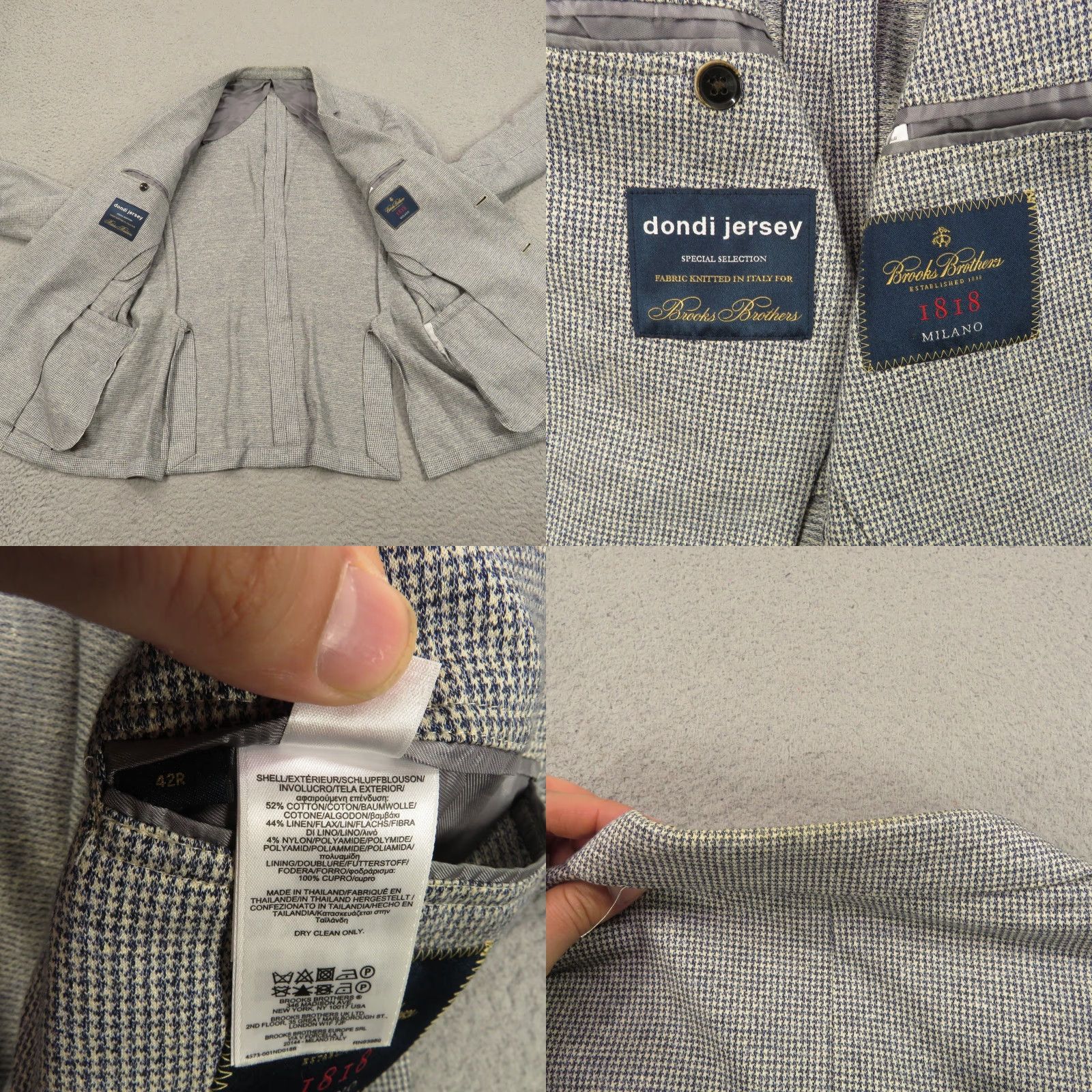 Brooks Brothers Brooks Brothers 1818 Blazer Sport Coat 42R Gray Jersey Linen Cotton Notch Lapel Double-Vented 2-Button Jacket Mens Size US XL / EU 56 / 4 - 9 Thumbnail
