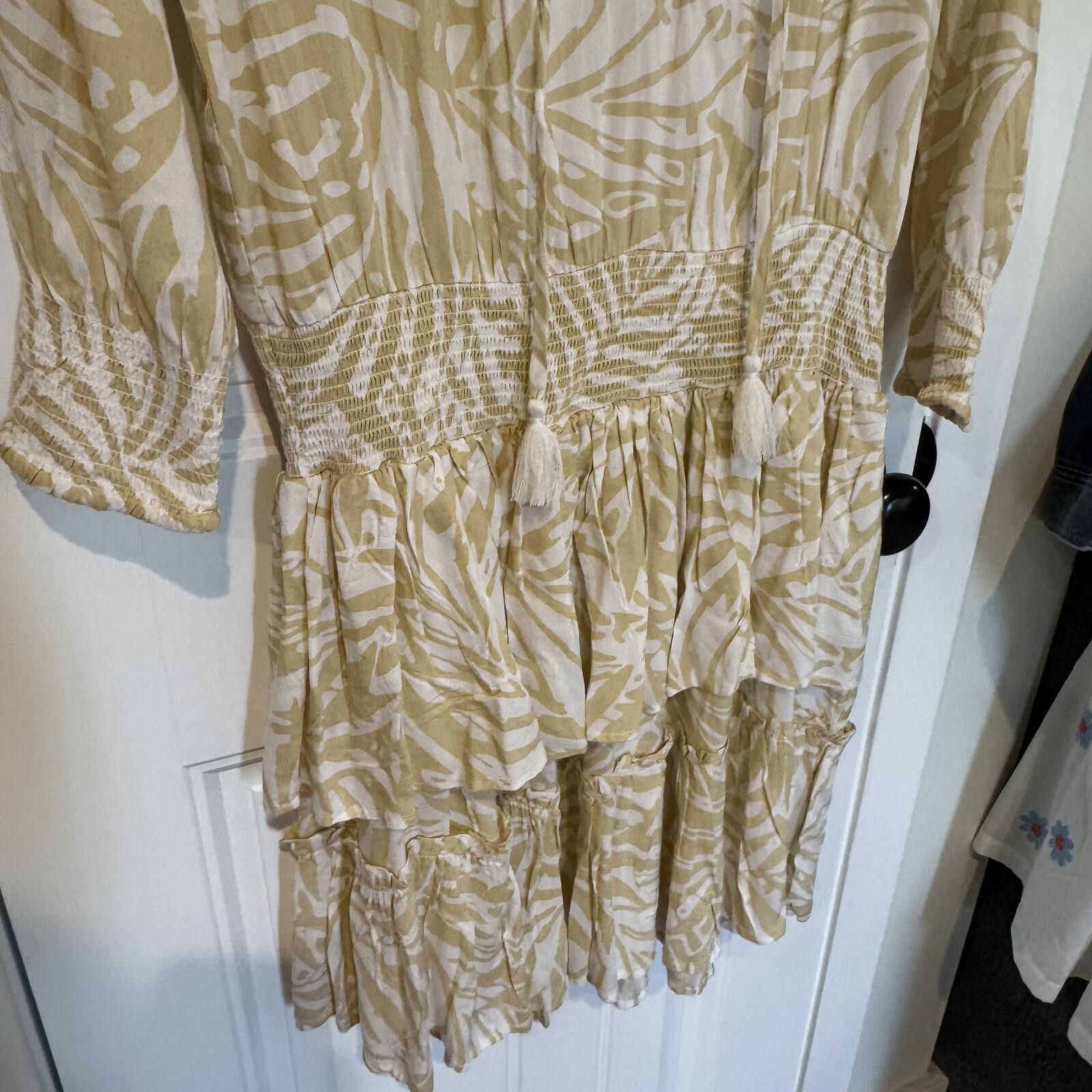 Other Patrons of Peace Beige and White Patterned Dress Size Large Size L / US 10 / IT 46 - 3 Thumbnail