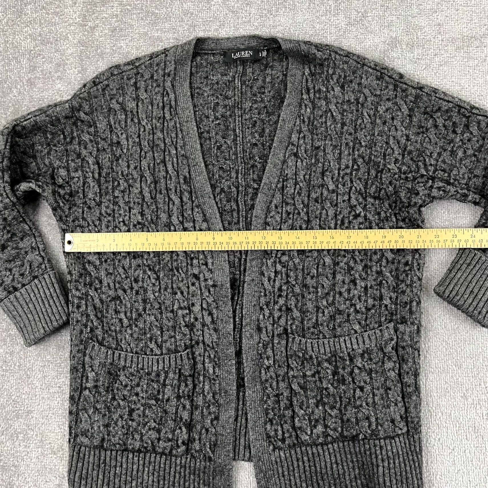 Ralph Lauren VINTAGE Lauren Ralph Lauren Sweater Cardigan Womens Large Gray Wool Blend Open Knit Fall Winter Size L / US 10 / IT 46 - 5 Thumbnail