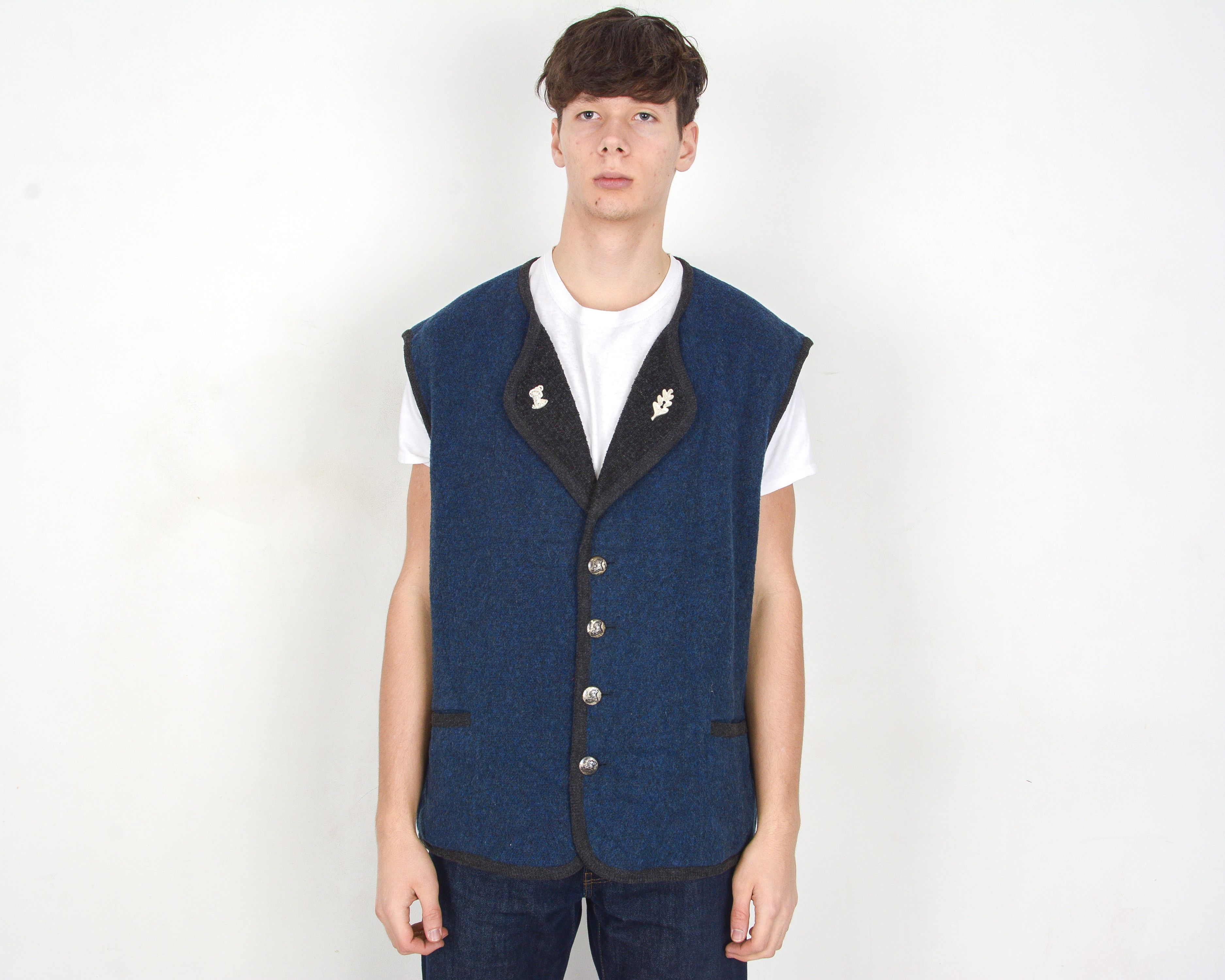 Vintage Landhausmode Trachten UK 50 US Waistcoat Vest Tank Gilet Size US XXL / EU 58 / 5 - 1 Thumbnail