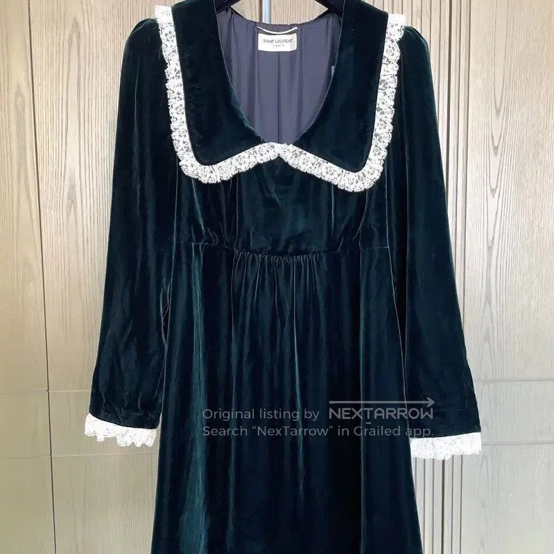 Yves Saint Laurent YSL A-Line Dress in Dark Green . Size S / US 4 / IT 40 - 3 Thumbnail