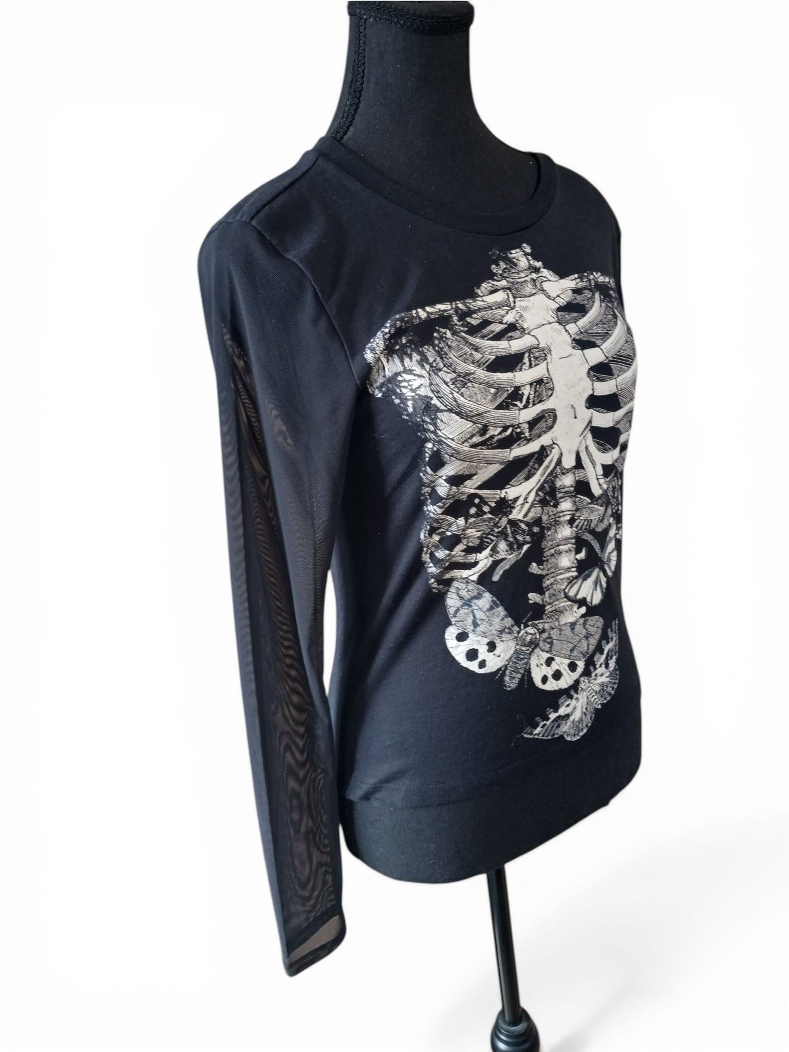 Hot Topic Hot Topic Social Collision Rib Cage Moth Mesh Sleeve Top Size S / US 4 / IT 40 - 11 Thumbnail