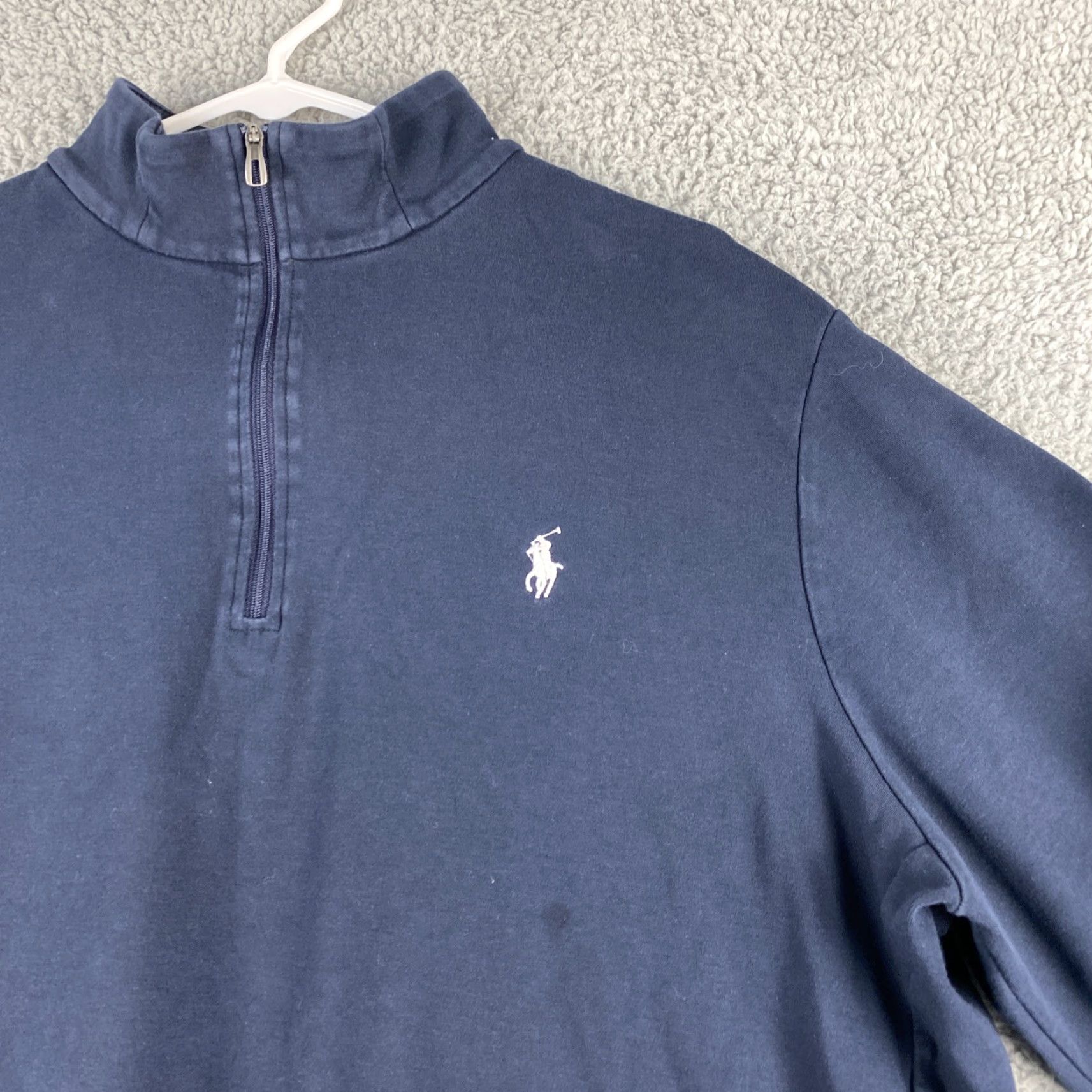 Polo Ralph Lauren Polo Ralph Lauren Mens XL Blue 1/4 Zip Mock Neck Pullover Sweater Lightweight Cotton Size US XL / EU 56 / 4 - 2 Thumbnail