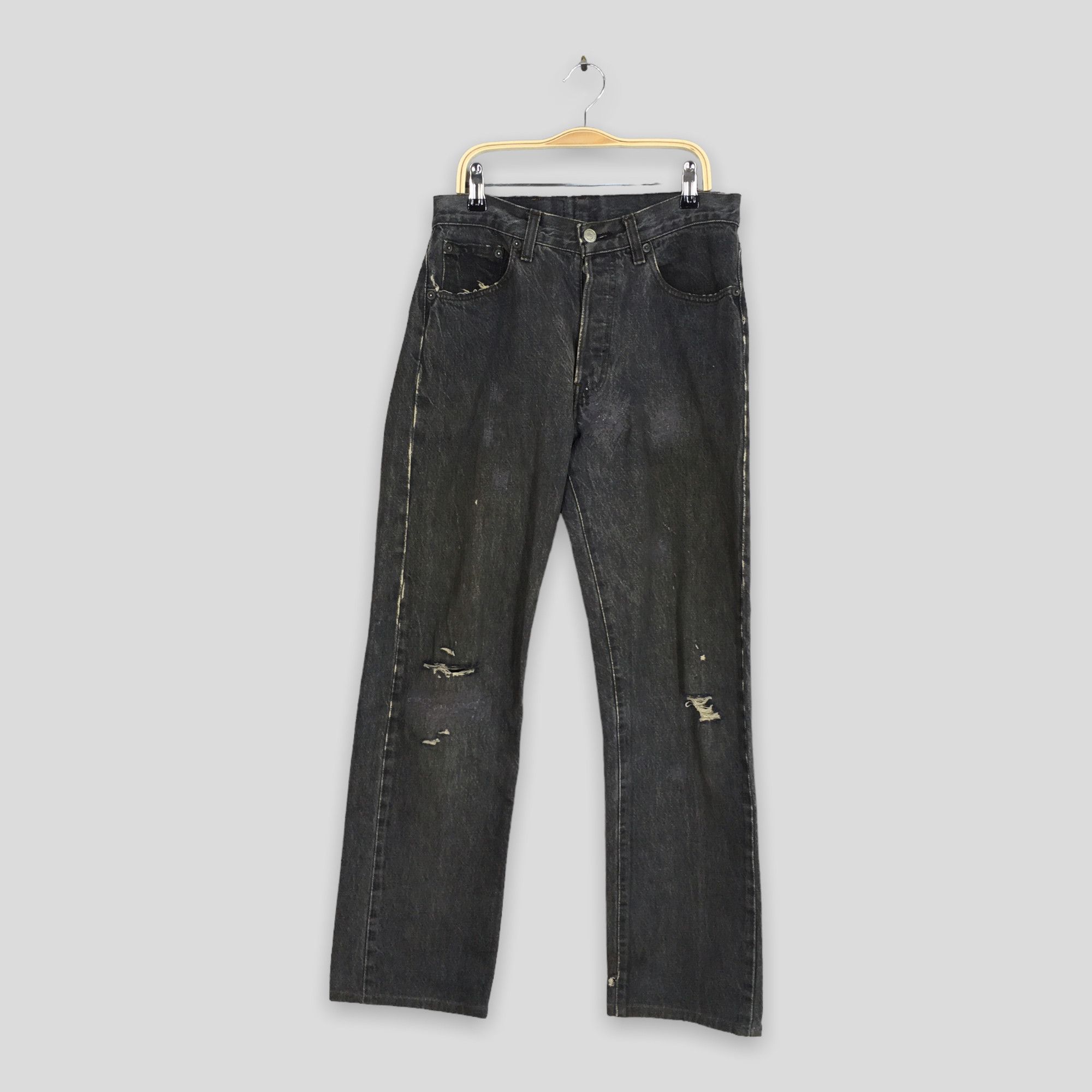 image of Size 28X28 Vintage 90's Levi's 501 Faded Black Jeans, Men's