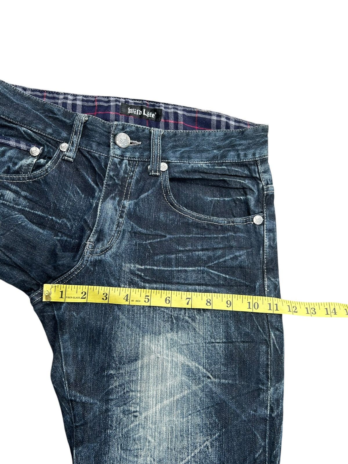If Six Was Nine SKULL BONES WILD LIFE JAPANESE PUNK BONDAGE DENIM JEANS ☠️ Size US 31 - 17 Thumbnail