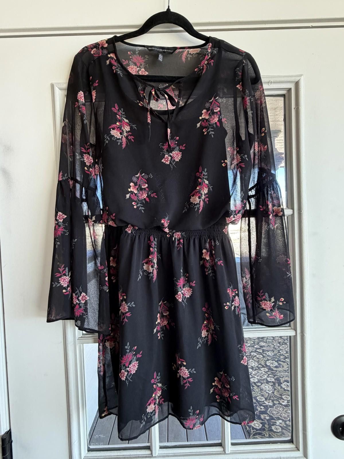 Other WHBM Boho Blouson Floral Print Flared Long Sleeve Dress Sz S Size S / US 4 / IT 40 - 1 Thumbnail