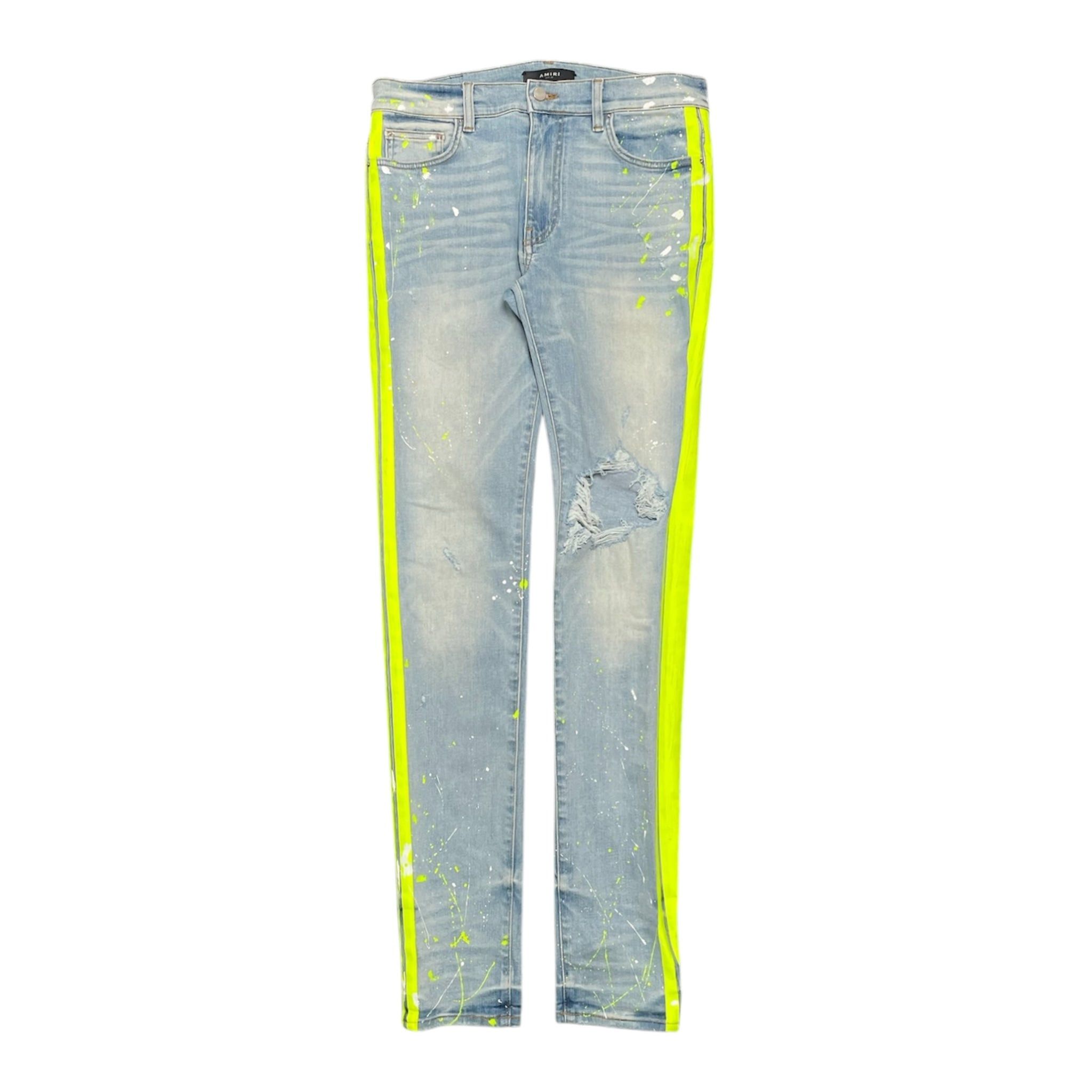 Amiri Amiri Broken Painter Track Jeans Super Light Indigo Neon Yel 