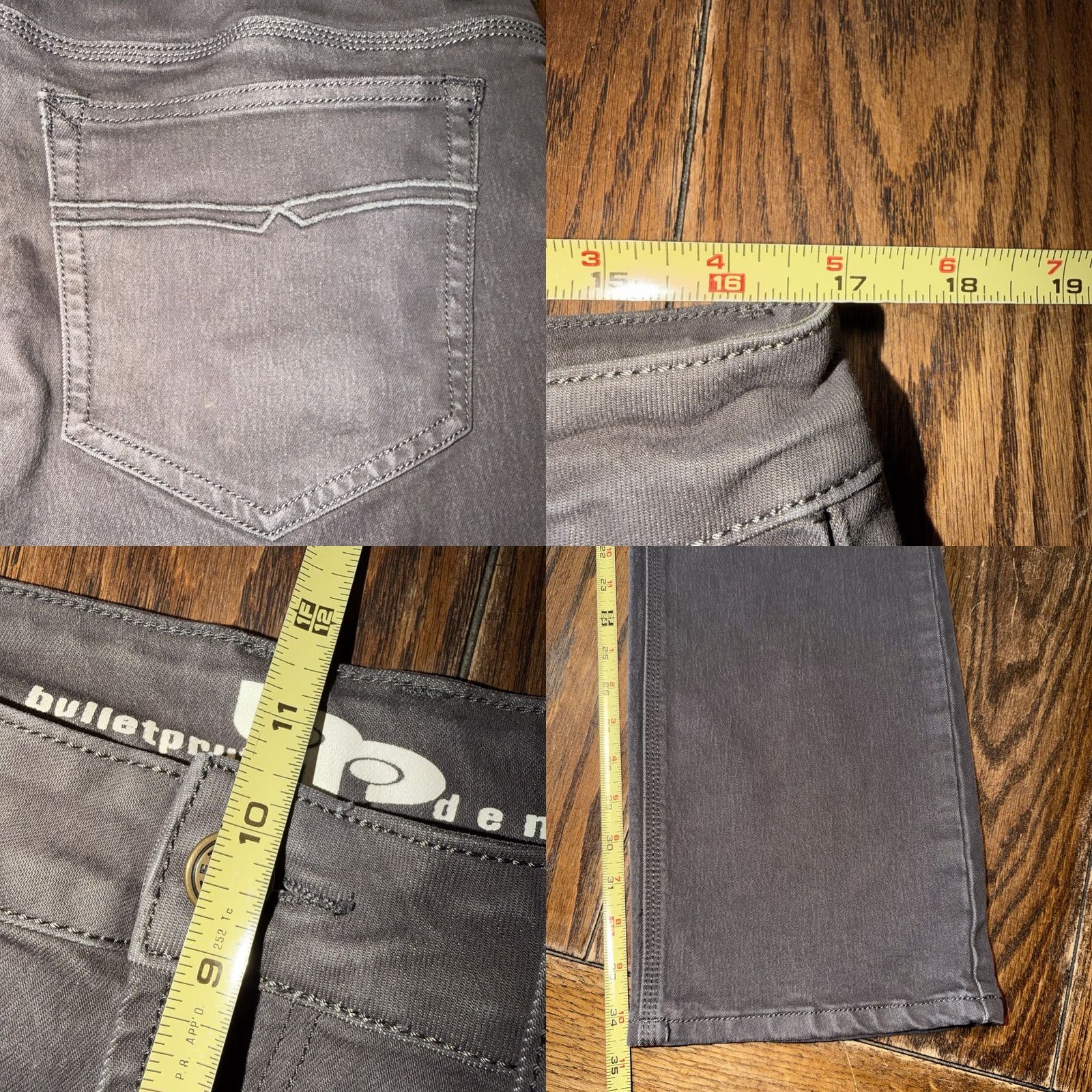 Denime Bulletprufe Denim Jeans Mens 34x36 Jeans Workwear Outdoor Pants Cotton Stretch Gray Mens Regular Straight 34x36 City College Stretch Denim Bulletprufe Size US 34 / EU 50 - 9 Thumbnail