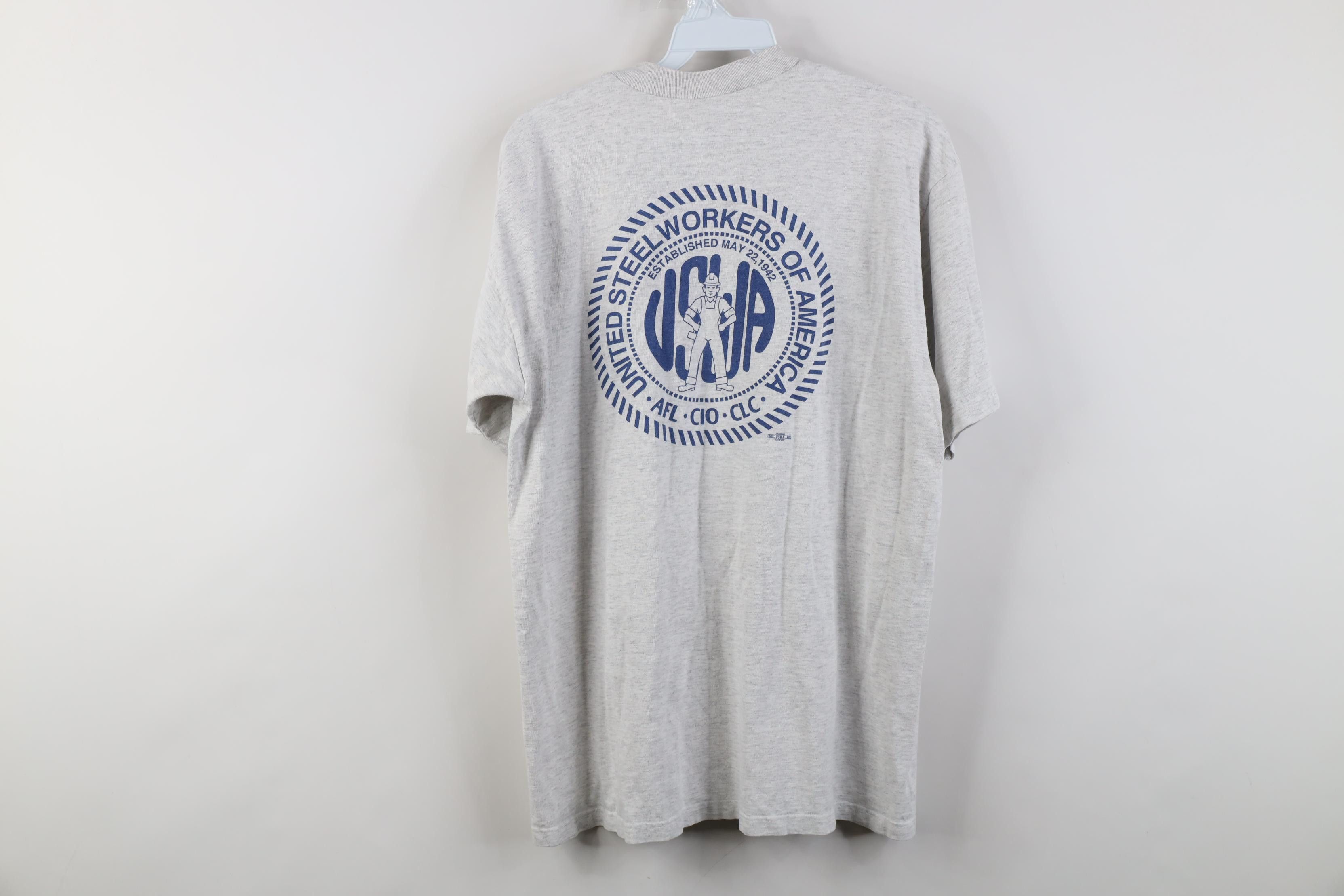 Vintage Vintage 90s Union United Steelworkers of America T-Shirt Size US L / EU 52-54 / 3 - 12 Thumbnail