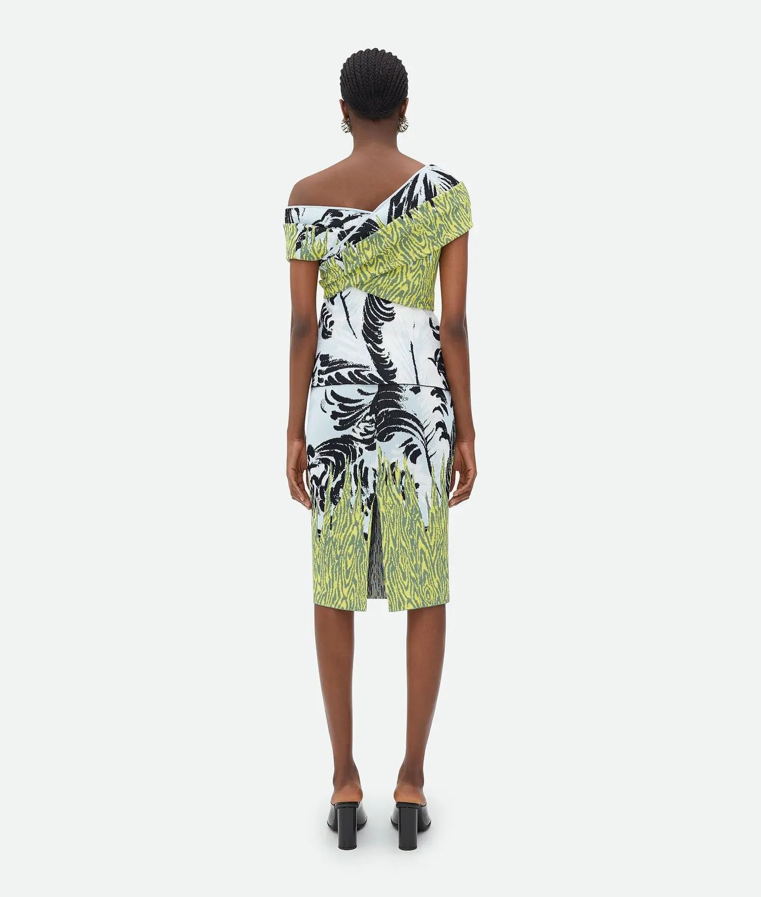 Bottega Veneta o1n1vont0325 Graphic Viscose Jacquard Top Dress Multicolor Size M / US 6-8 / IT 42-44 - 3 Thumbnail