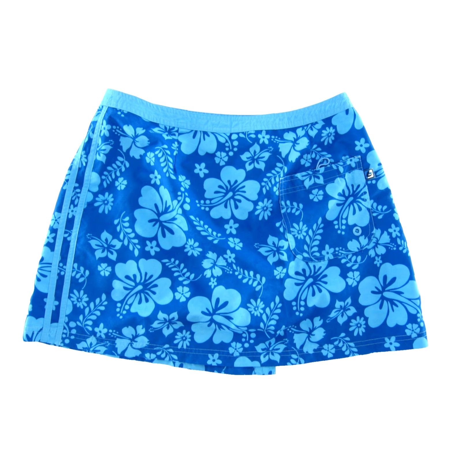 Vintage VINTAGE BW Sport Blue Floral Hawaiian Snap Button Active Wrap Skirt Size 10 Size 32" / US 10 / IT 46 - 2 Thumbnail