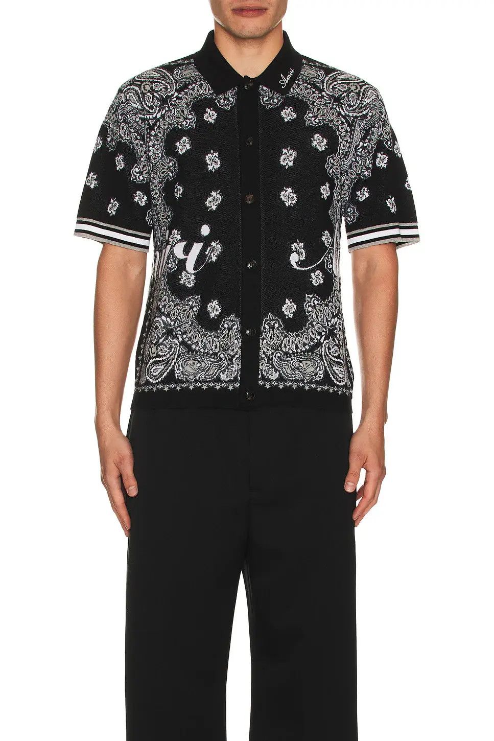 Amiri oc11z0325 Bandana Polo Shirt in Black/White Size US XXL / EU 58 / 5 - 3 Thumbnail