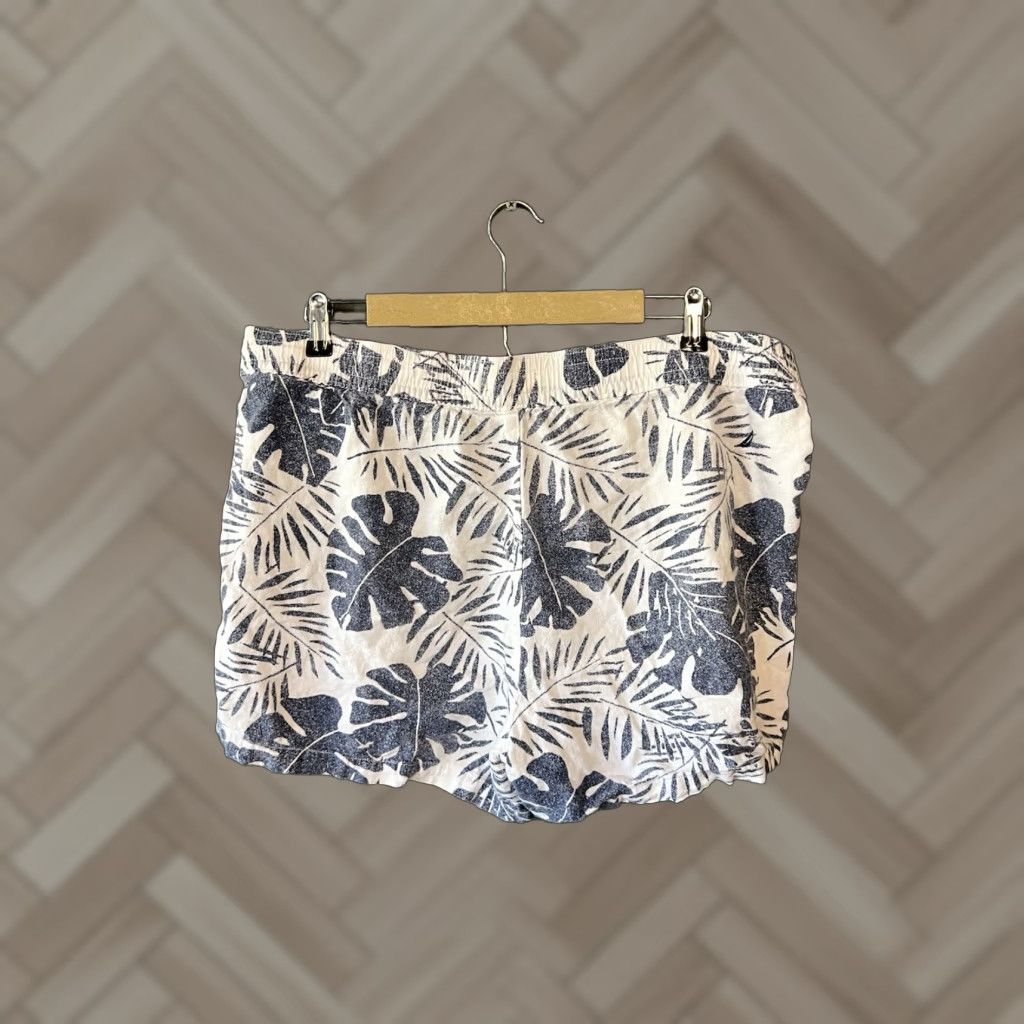 Nautica Nautica Mens White Linen Floral Pattern Pull-on Shorts w/ Drawstring Size 2XL Size US 39 - 1 Thumbnail