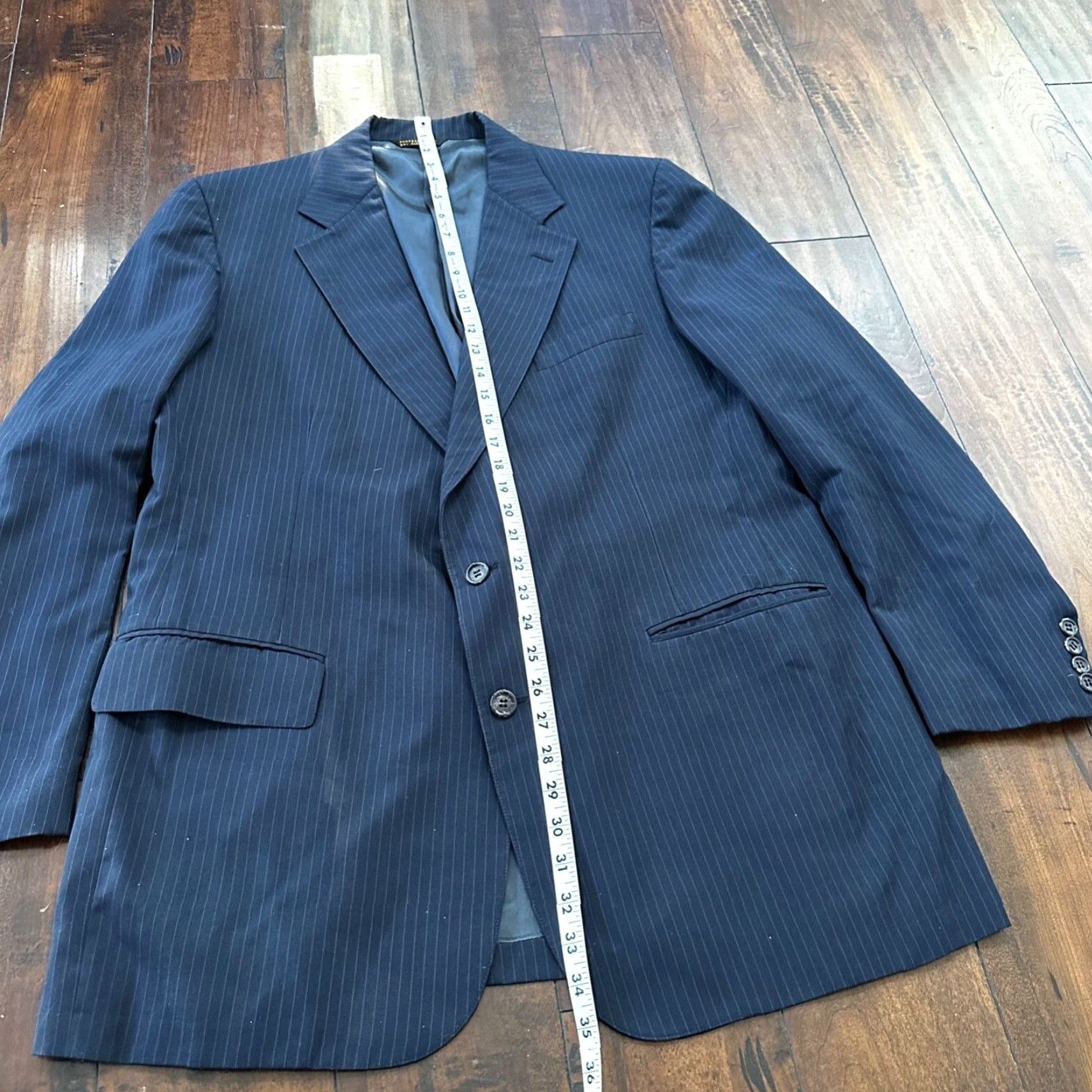 Vintage VINTAGE 1960s Navy Blue Wool Sport Jacket Mens Size 44 Rockabilly Pinstripe Pants 38x28 Size US 44 / EU 60 - 5 Thumbnail