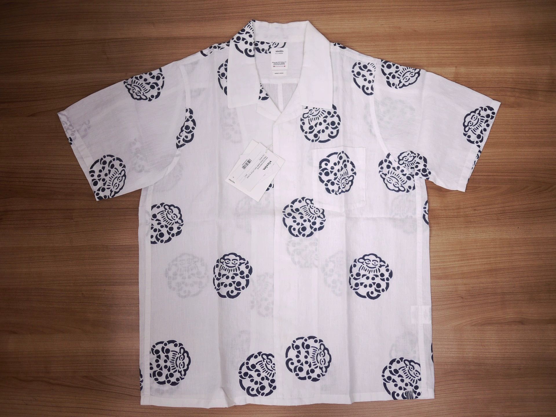 Visvim White Short-Sleeve Button-Up Shirt with Patterns Size US L / EU 52-54 / 3 - 1 Thumbnail