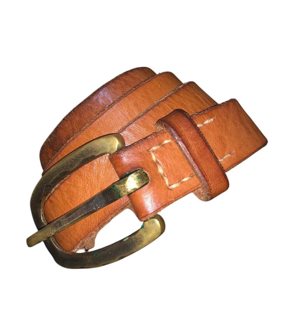 Japanese Brand Kapital Leather Belt Solib Brass Buckle Belt Size ONE SIZE - 7 Thumbnail