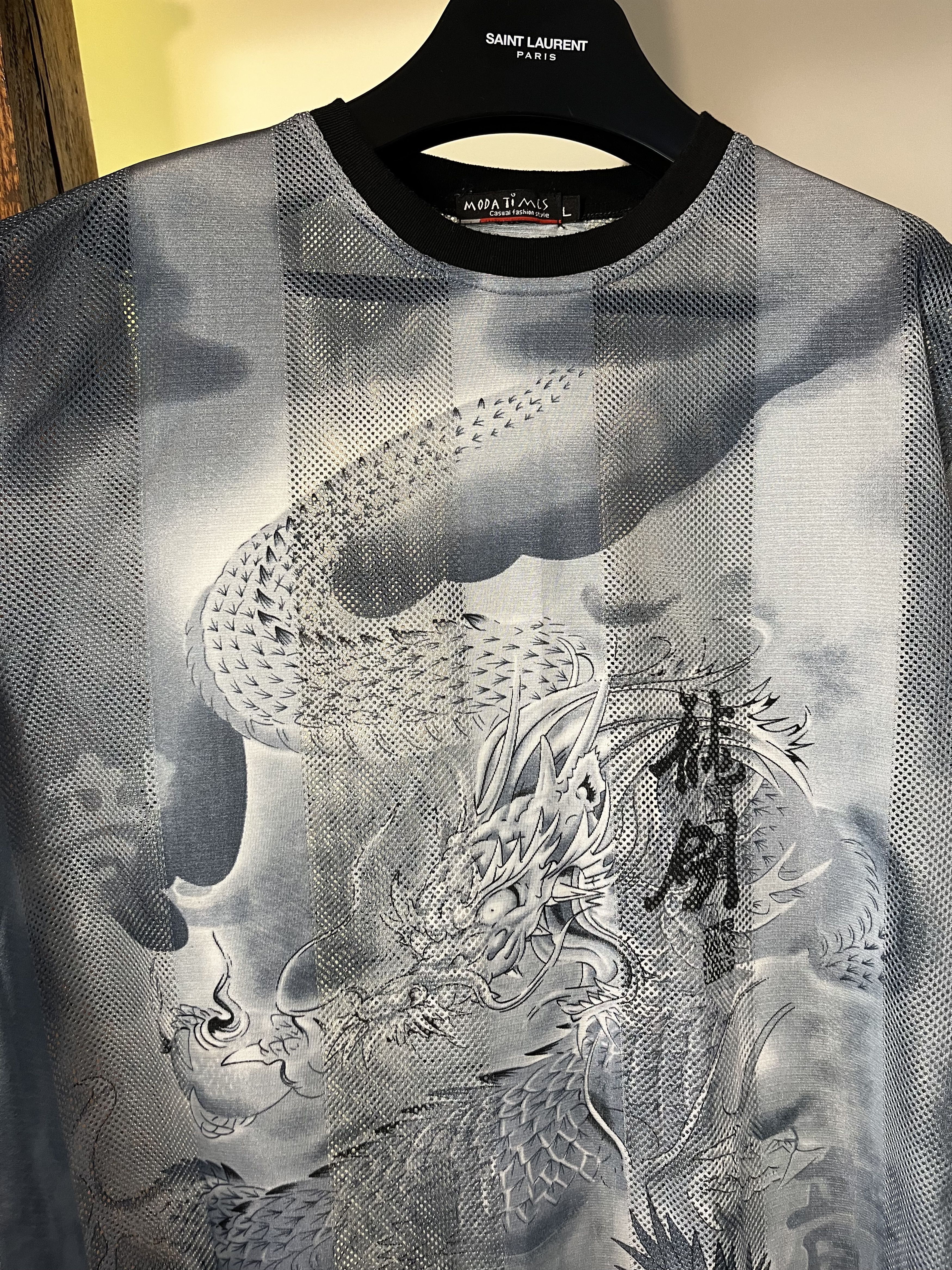 Japanese Brand × Vintage Vintage y2k Dragon Mesh T Shirt Avant Garde Crazy Shirt Size US L / EU 52-54 / 3 - 4 Thumbnail