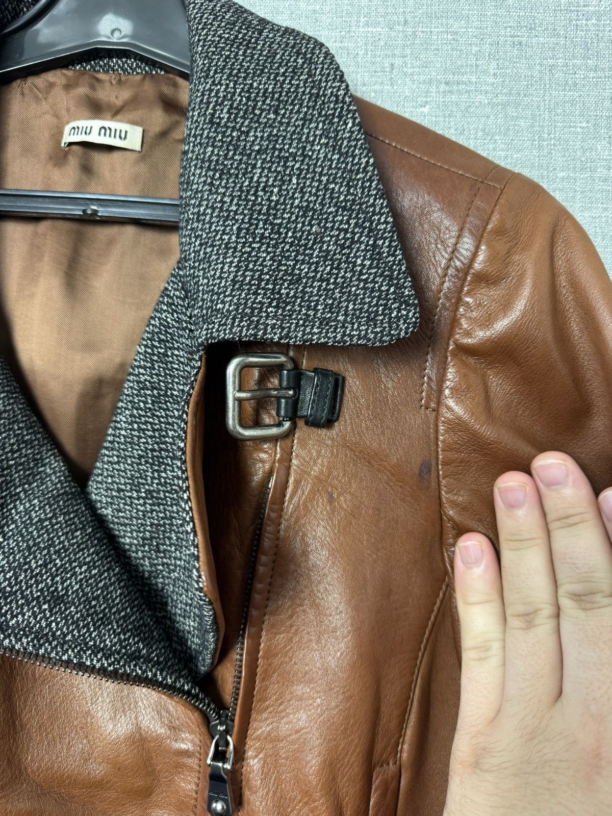 Miu Miu Miu Miu Lambskin Leather Biker Jacket with Buckle Cuffs sz44 Size M / US 6-8 / IT 42-44 - 9 Thumbnail