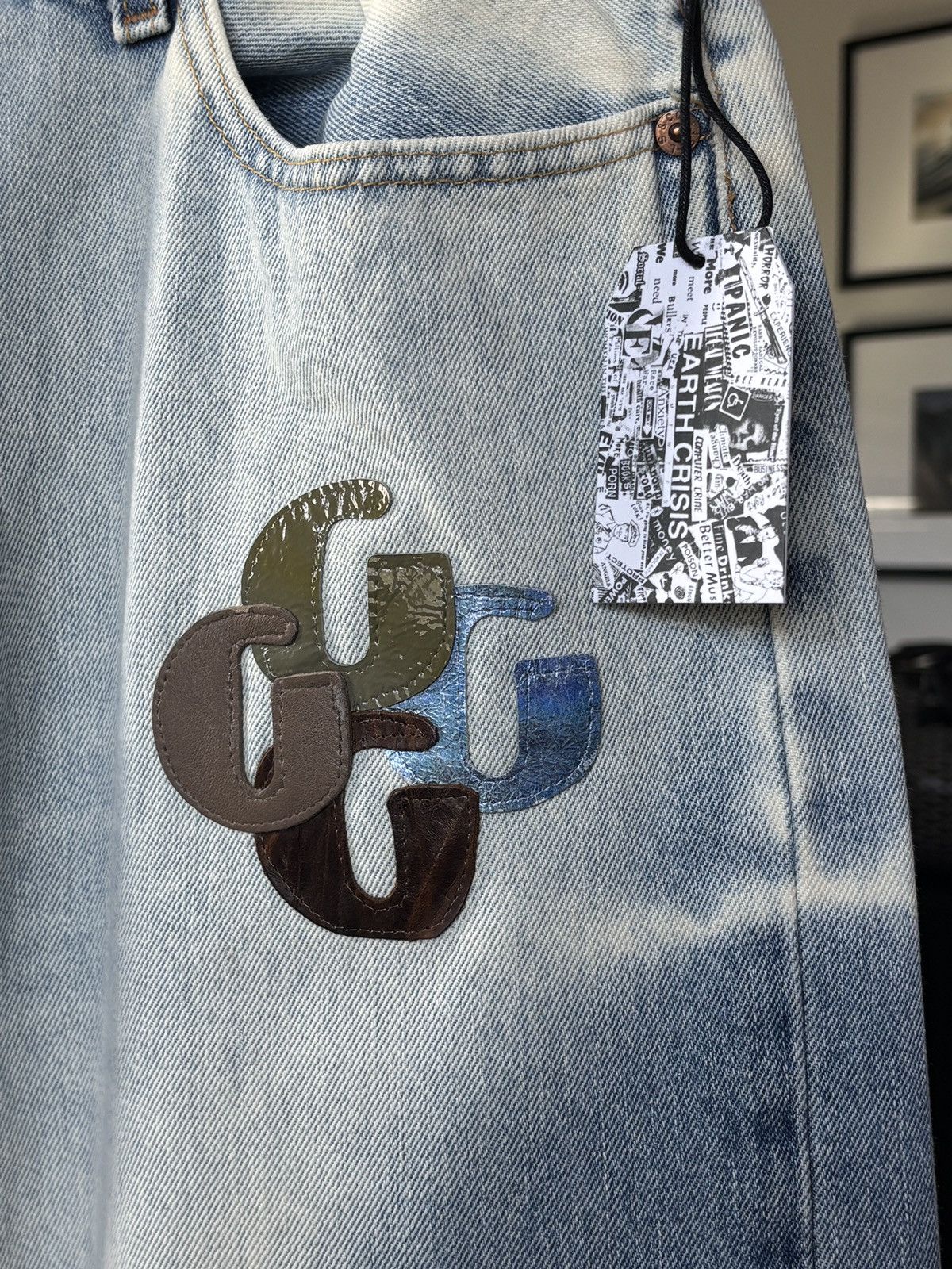 Gallery Dept. GALLERY DEPT | 37 | LEVI G PATCH LEATHER DENIM JEANS Size US 37 - 6 Thumbnail