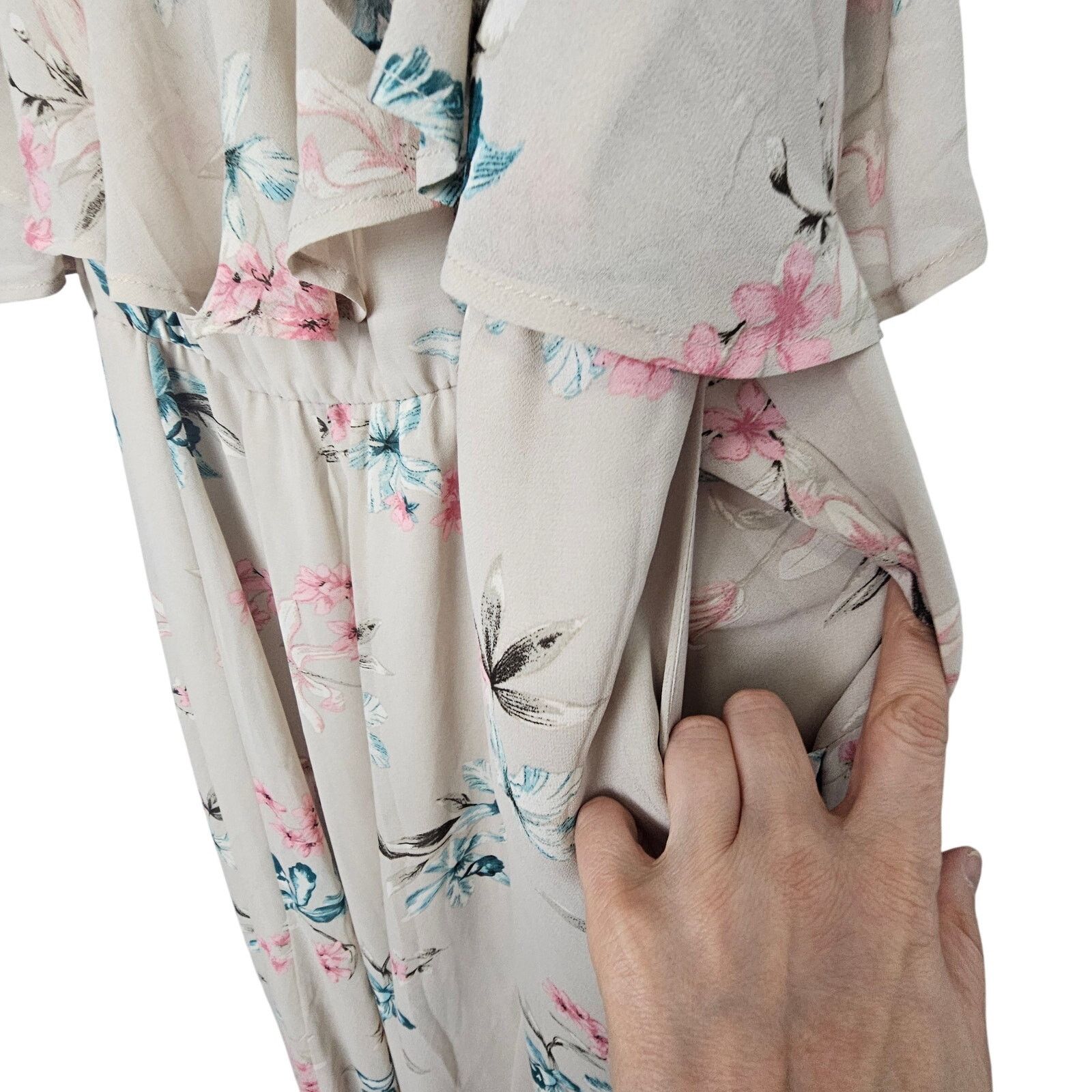 Torrid Torrid Tea Length Floral Chiffon Cold Shoulder A-Line Dress Size XXL / US 16-18 / IT 52-54 - 5 Thumbnail