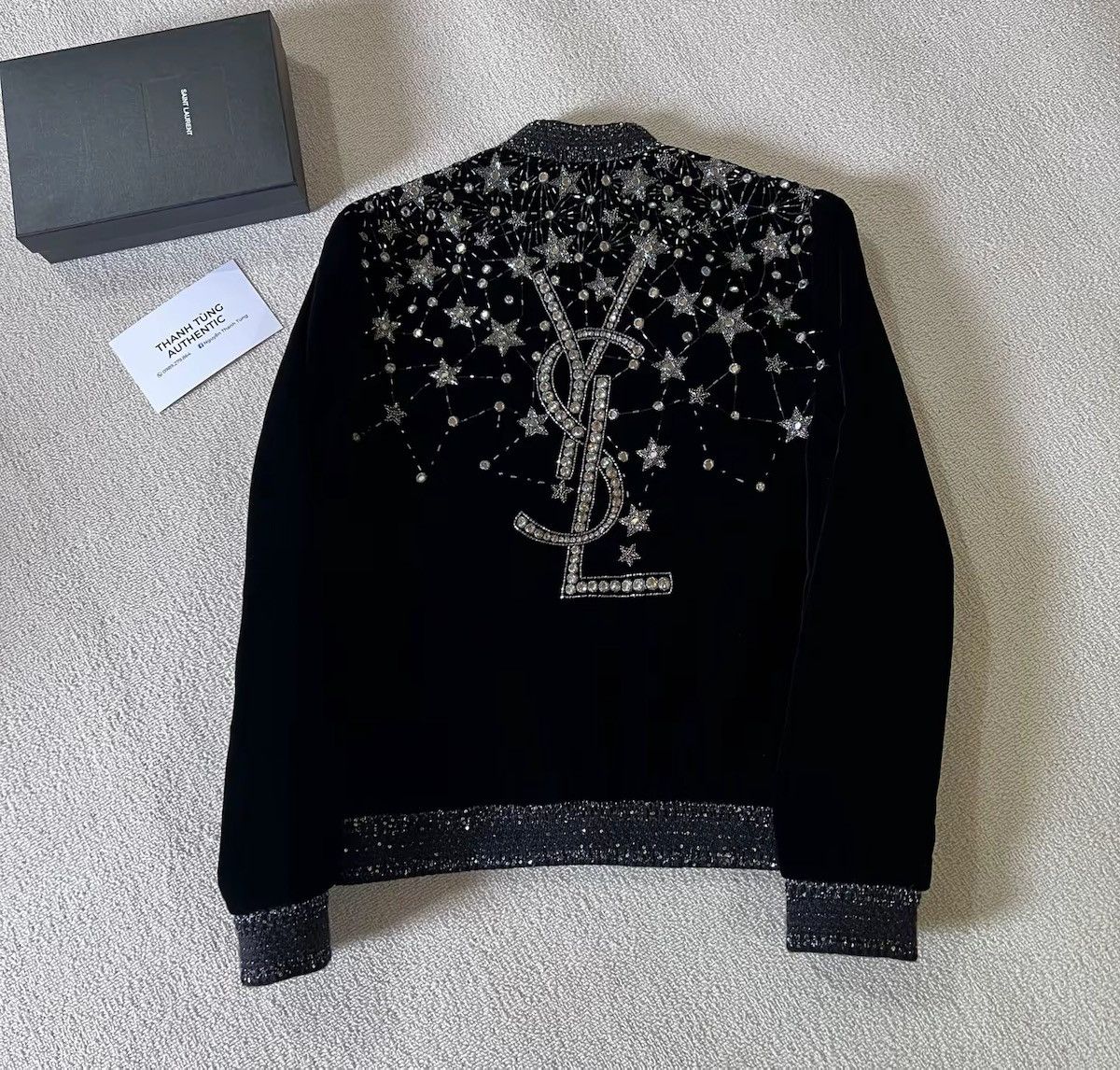 Anthony Vaccarello Saint Laurent Black Velvet Bomber Jacket Size XS / US 0-2 / IT 36-38 - 2 Thumbnail