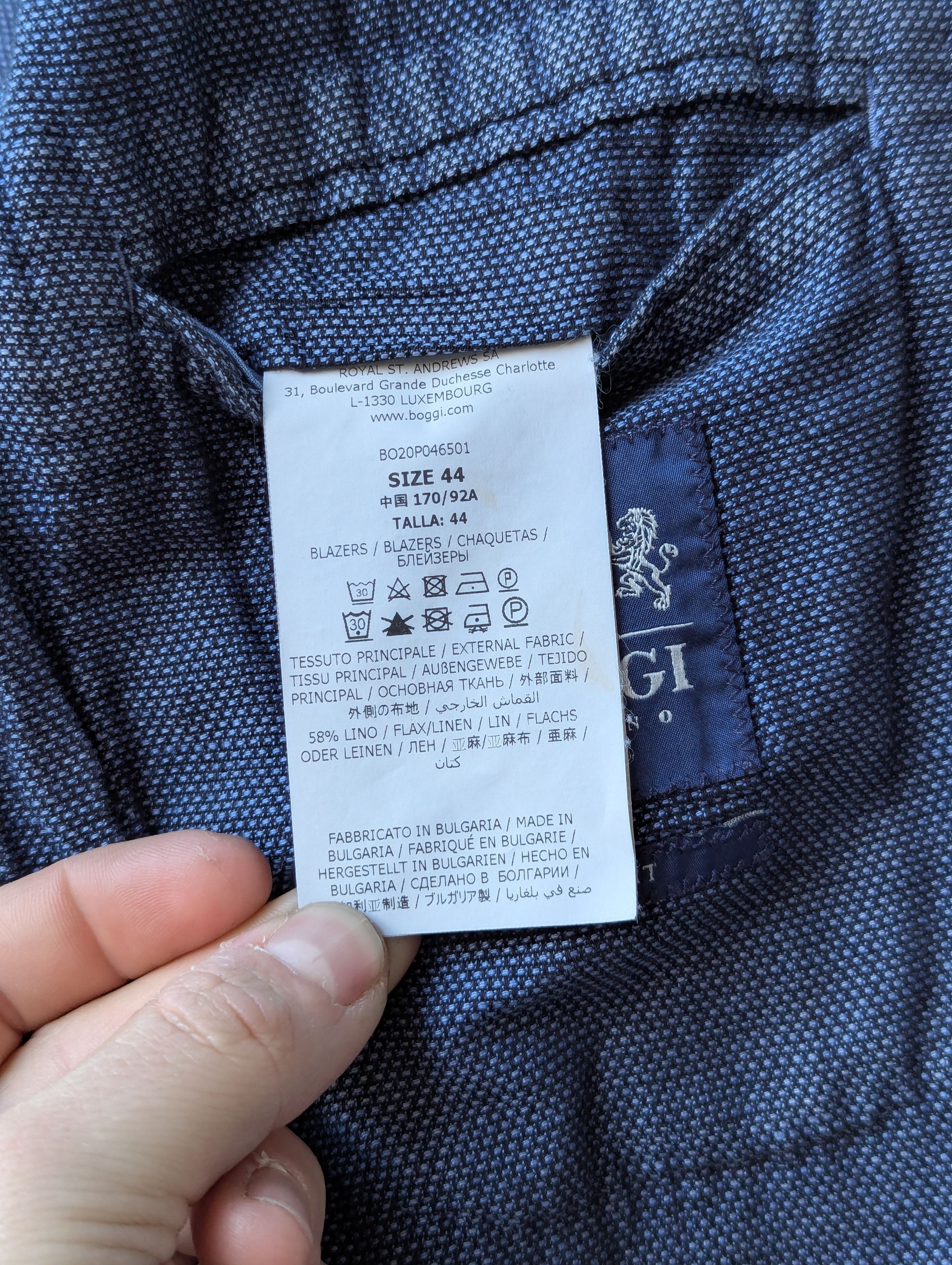 Boggi Boggi Milano Linen-Blend Blazer Blue Slim Fit Jacket Size 38S - 13 Thumbnail