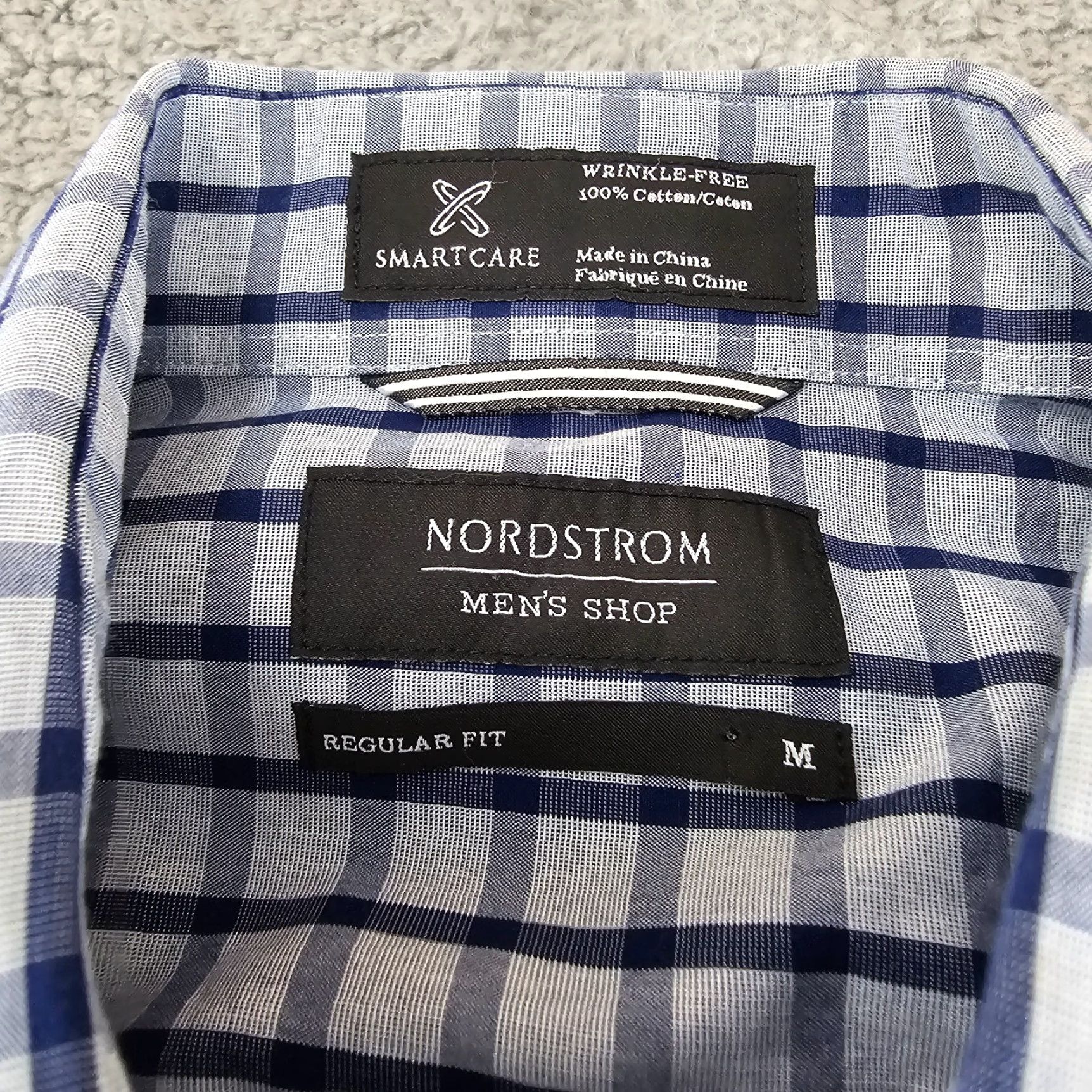 Nordstrom Nordstrom Shirt Mens M Navy Check Regular Fit Cotton Travel Button Up Shirt Size US M / EU 48-50 / 2 - 3 Thumbnail