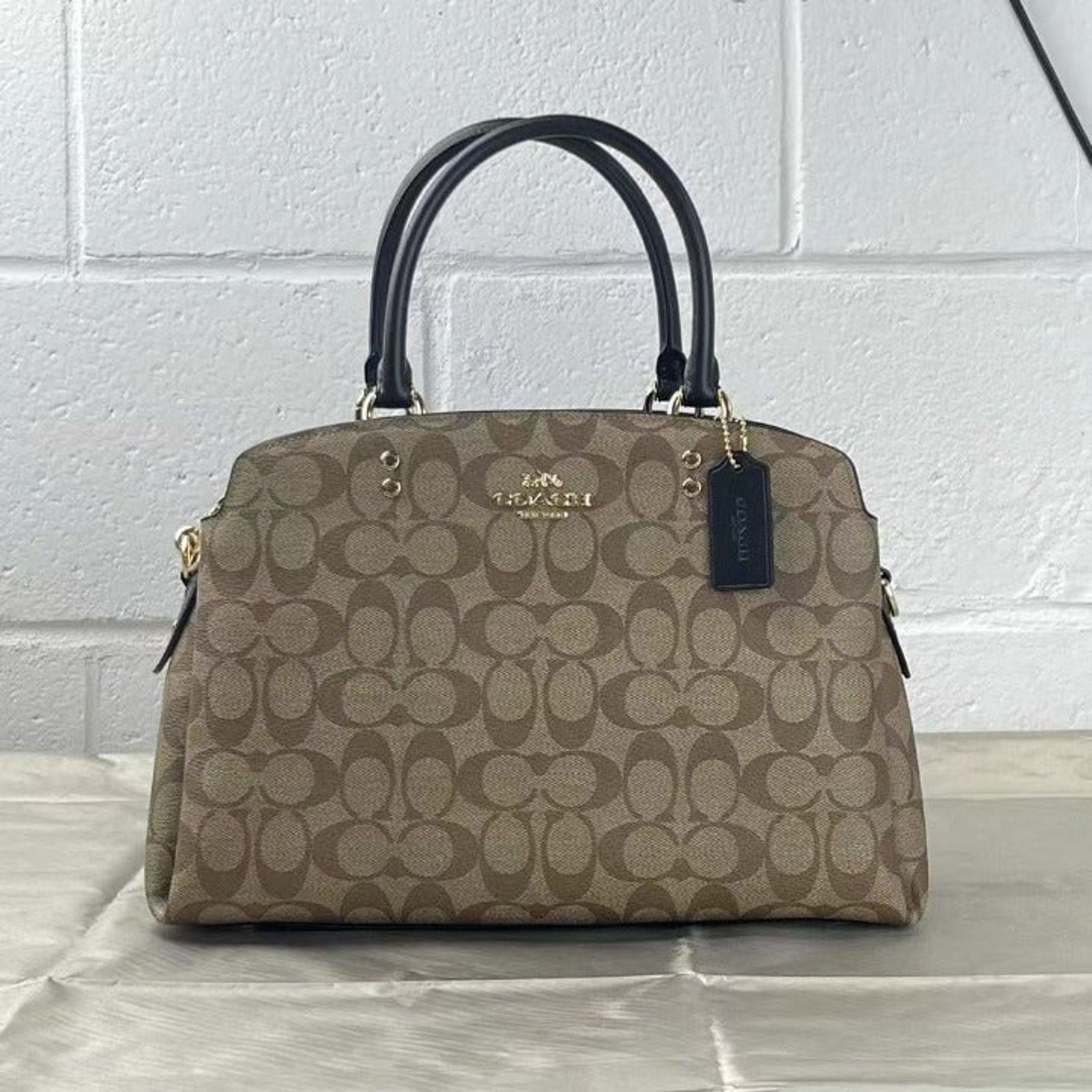image of Coach 91495 Lillie Carryall In Sig Handbag Women Khaki Black in Brown