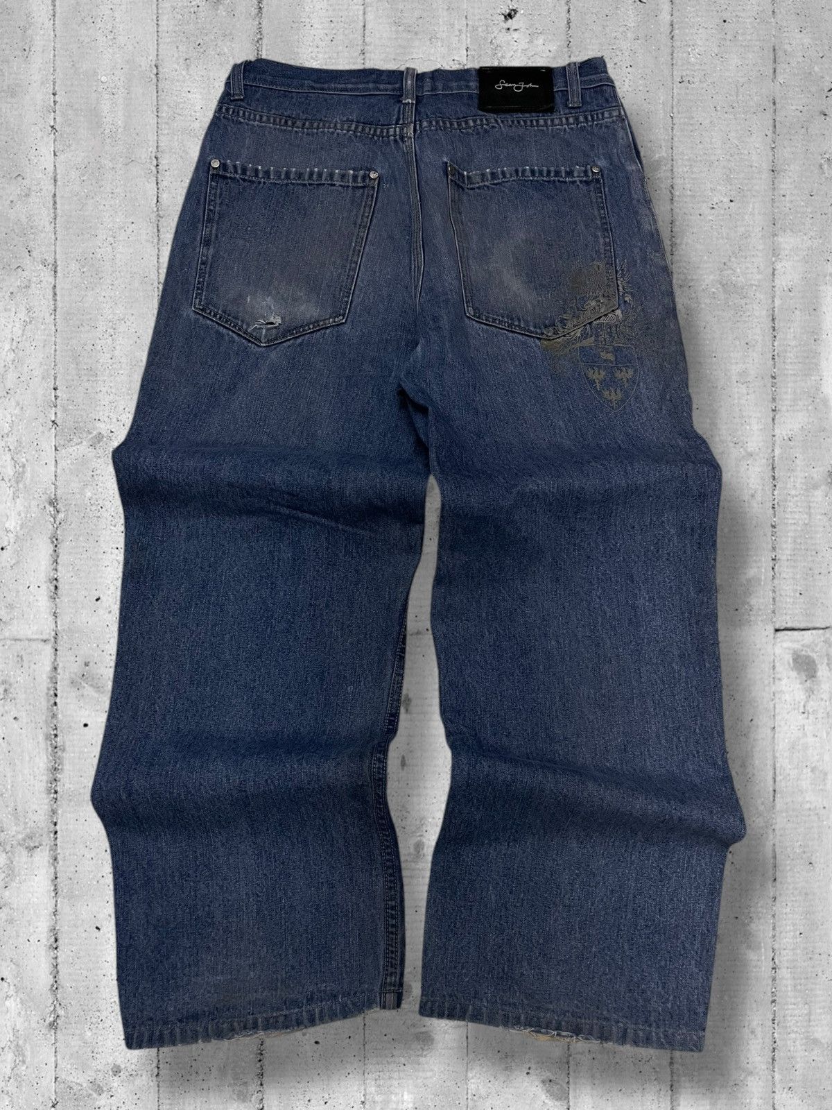 Designer × Other Vintage Og 1990s Designer Sean John Baggy Distressed Denim Size US 31 - 8 Thumbnail