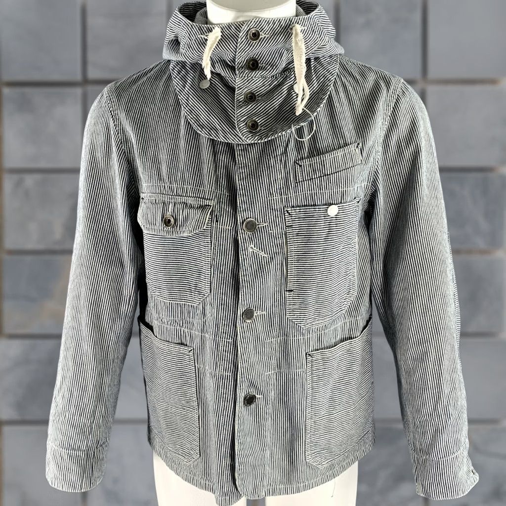 Engineered Garments ENGINEERED GARMENTS Hooded Jacket Size S White Blue Stripe Cotton Size US S / EU 44-46 / 1 - 1 Thumbnail