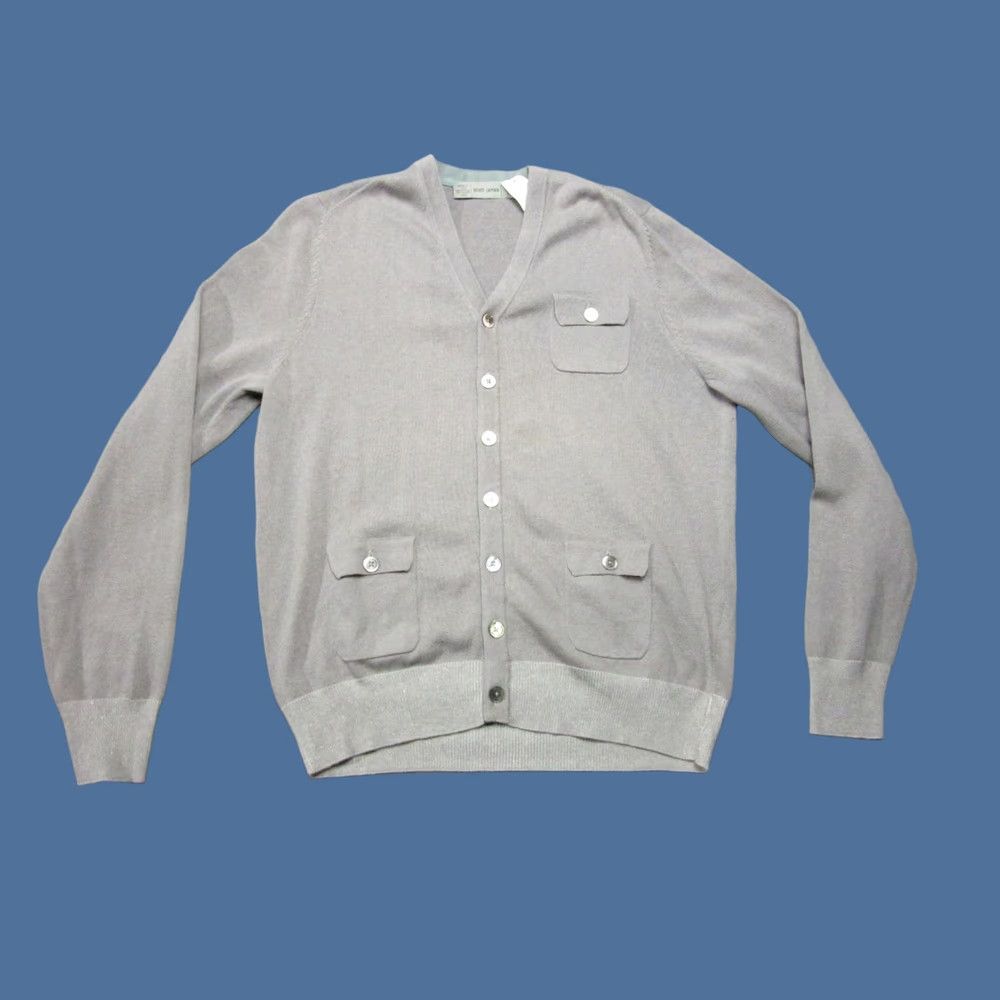 Vintage VINTAGE Scott James Cardigan Sweater Mens M Gray Cotton V-Neck Button Pockets Size US M / EU 48-50 / 2 - 1 Thumbnail