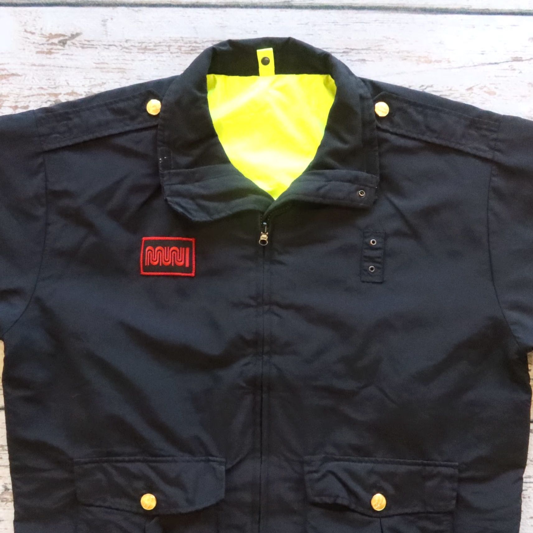 Vintage VINTAGE Muni San Francisco Transportation Work Jacket Men L Black Nylon Flying Cross Jacket Mens Size US L / EU 52-54 / 3 - 4 Thumbnail