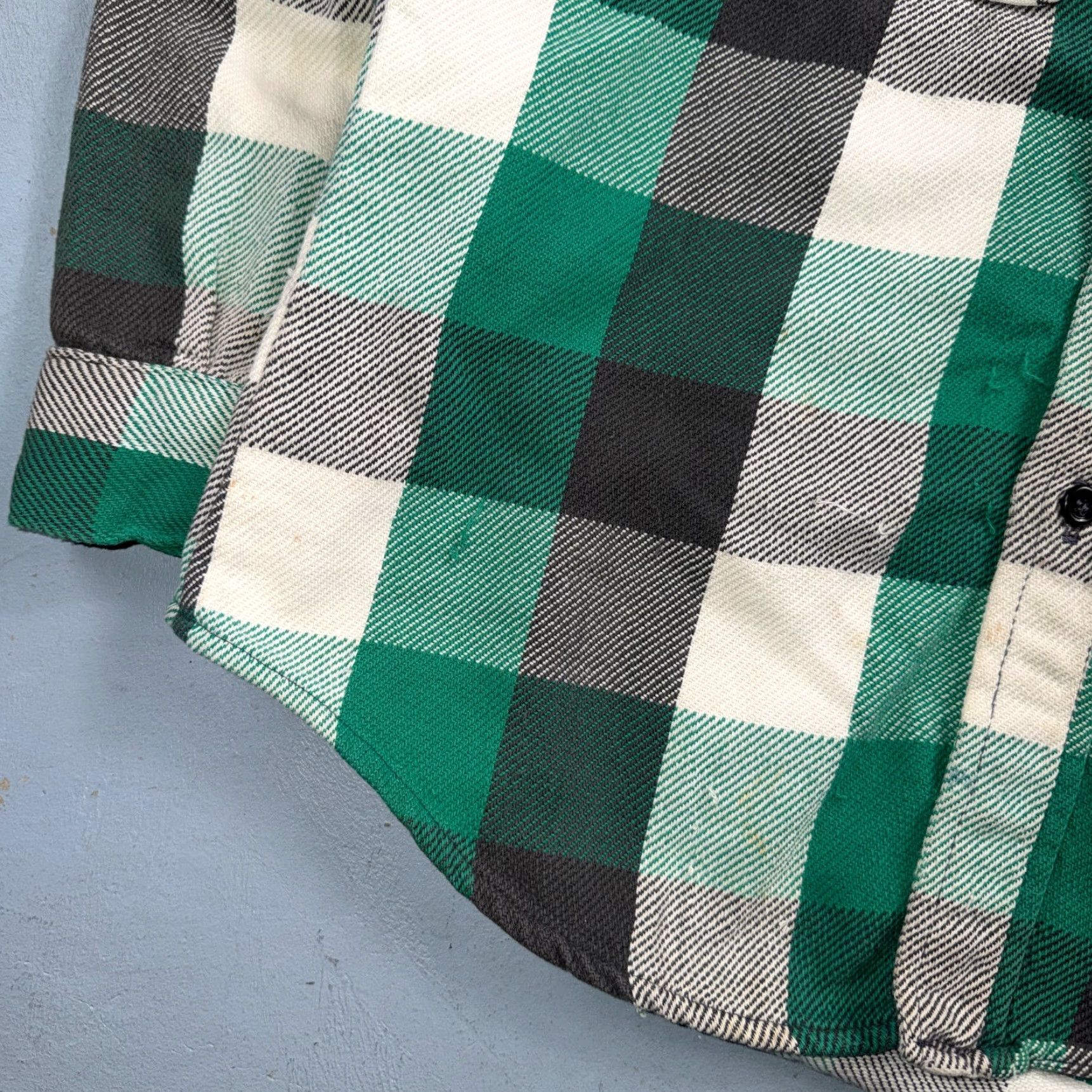 Vintage VTG Five Brother Shirt Mens M Shadow Plaid Flannel USA Green 1980s 80s Black Size US M / EU 48-50 / 2 - 2 Thumbnail