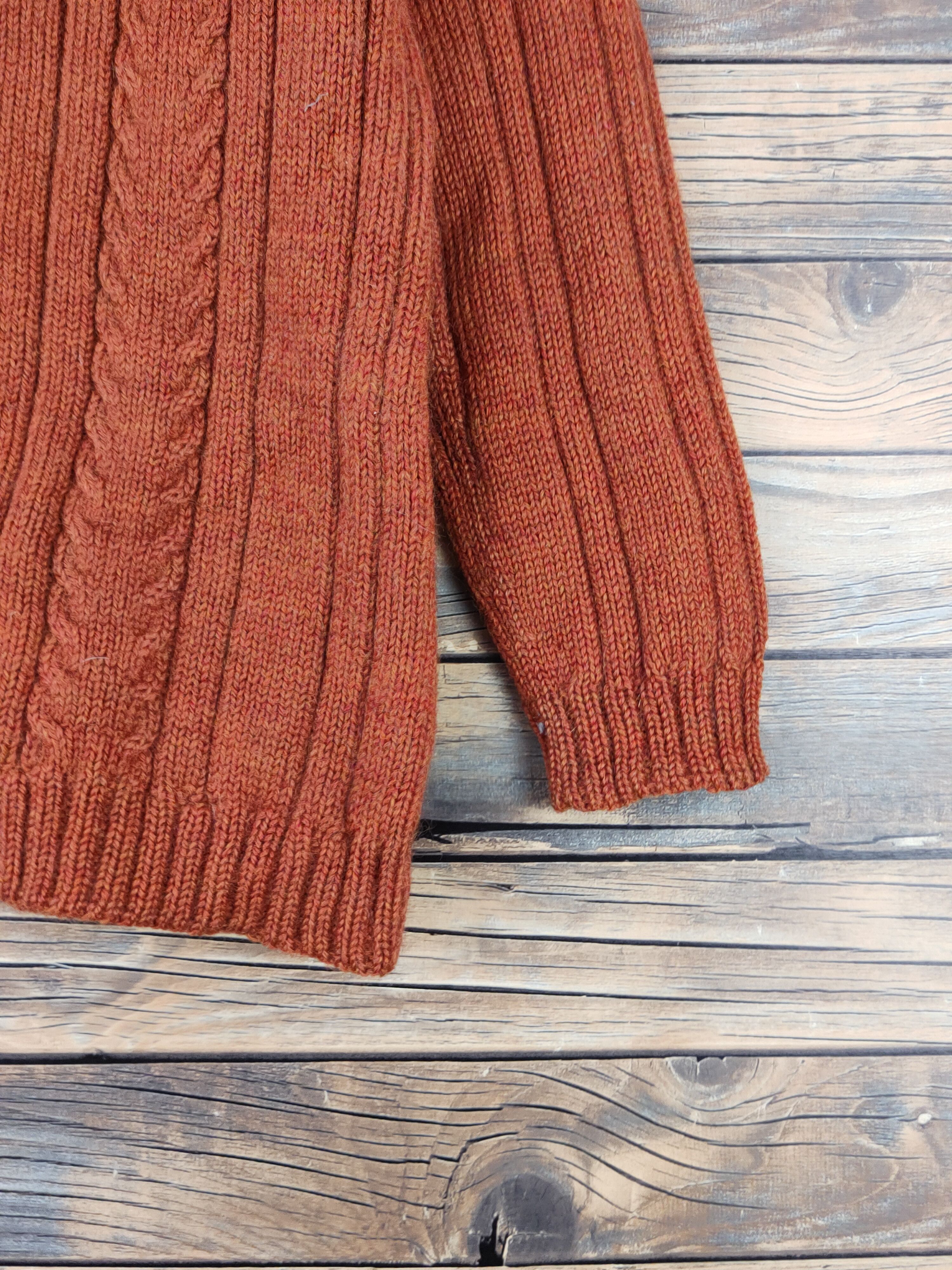 Aran Isles Knitwear × Japanese Brand Japanese Brand Dark Orange cable Knitwear Cardigan #W978 Size S / US 4 / IT 40 - 6 Thumbnail